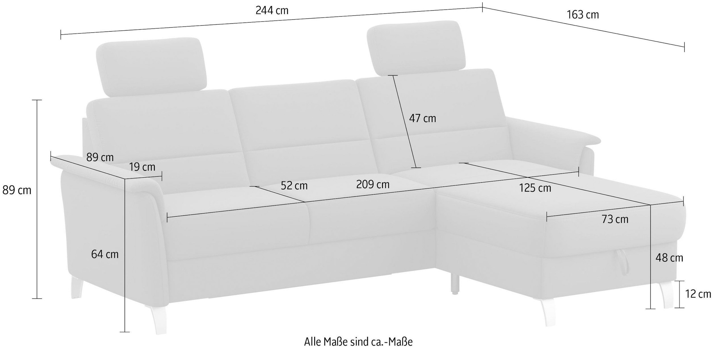 sit&more Ecksofa »Palmera L-Form«, Federkern, wahlweise mit Bettfunktion und mit/ohne Stauraum