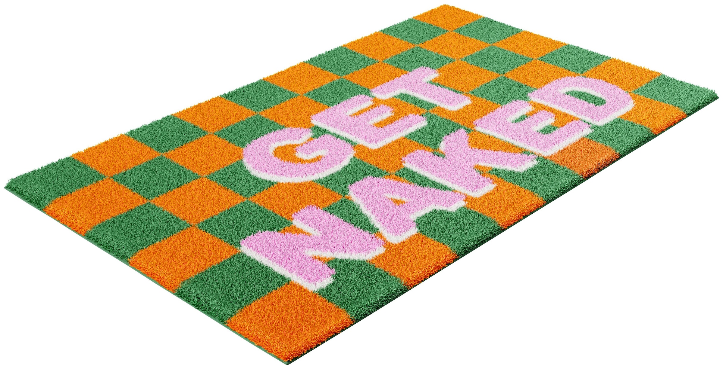 OTTO home Badematte »Get Naked, modern, Badvorleger, Badezimmer Teppich« Höhe 20 mm rutschhemmend beschichtet schnell trocknend Badteppich, mit Schriftzug, 2 Varianten, rechteckig