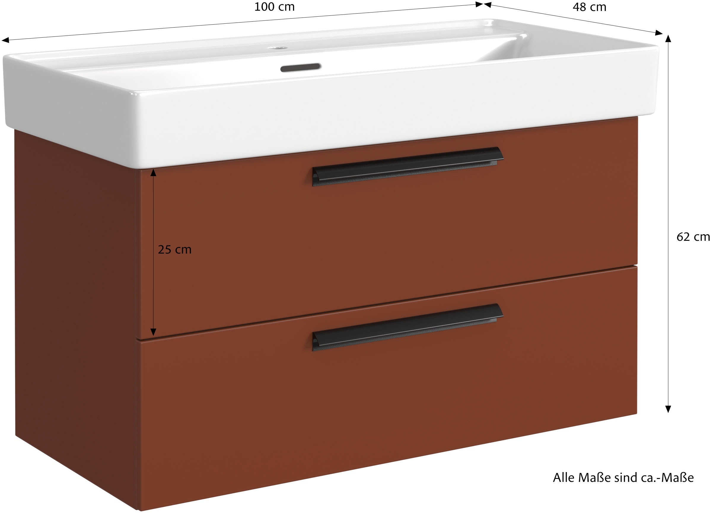 welltime Badmöbel-Set »SALVADA, 2tlg-Set, gedämpfte Scharniere, Softclose, Keramikbecken« Maße (B/T/H): 100/47,5/200 cm, 