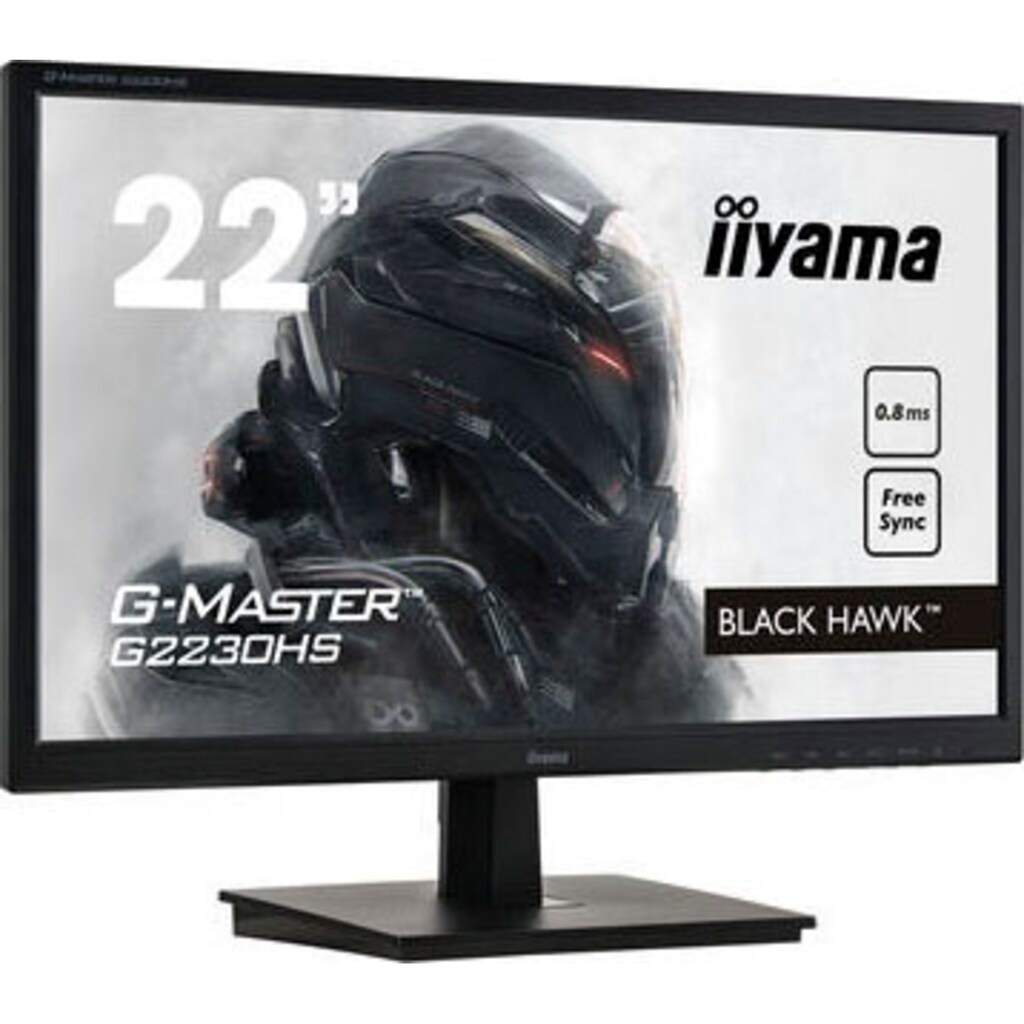 Iiyama Gaming-Monitor »G-Master G2230HS Black Hawk«, 55 cm/22 Zoll, 1920 x 1080 px, Full HD, 0,8 ms Reaktionszeit, 75 Hz