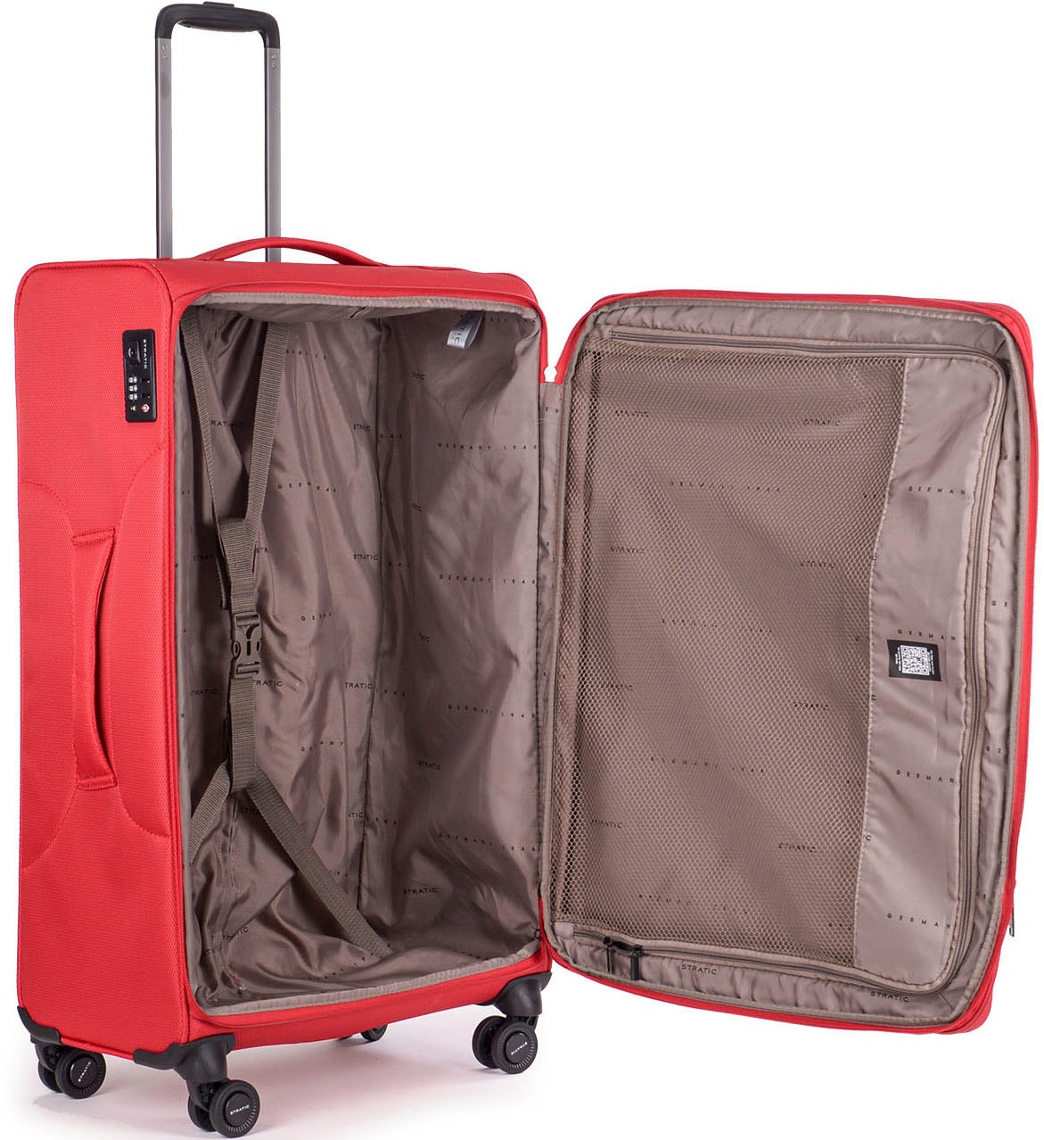 Stratic Weichgepäck-Trolley »Stratic Light + L, red«, 4 Rollen, Reisekoffer großer Koffer Aufgabegepäck TSA-Zahlenschloss