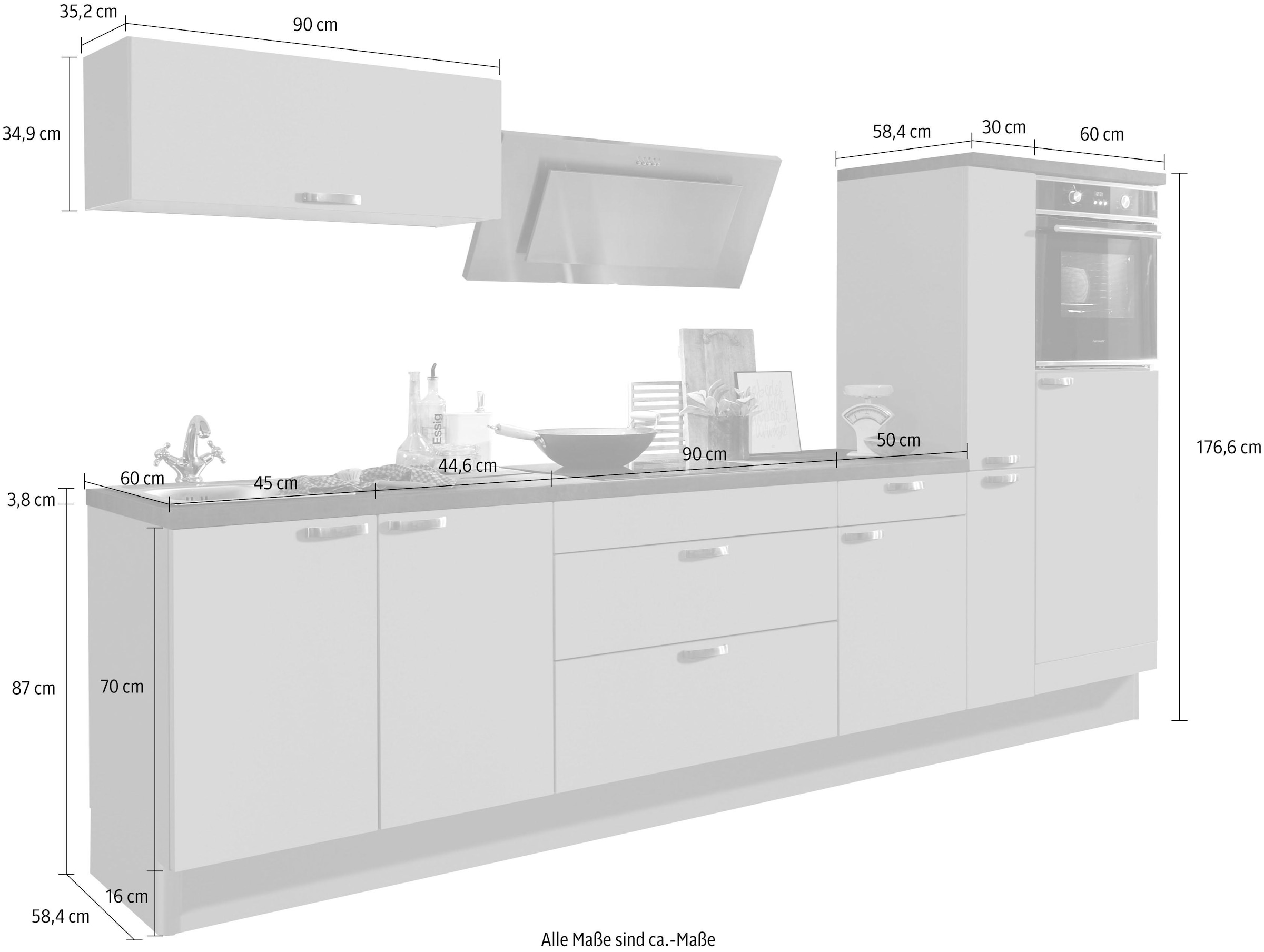 kaufen Soft-Close-Funktion, cm 320 und OPTIFIT Küchenzeile Breite Raten auf Vollauszüge »Cara«,