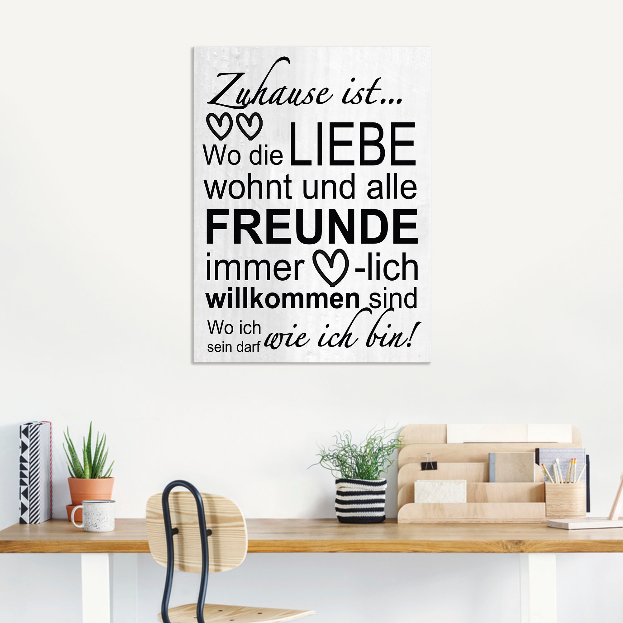 Artland Wandbild »Wo die Liebe wohnt«, Sprüche & Texte, (1 St.), als Alubild, Outdoorbild, Leinwandbild, Poster, Wandaufkleber