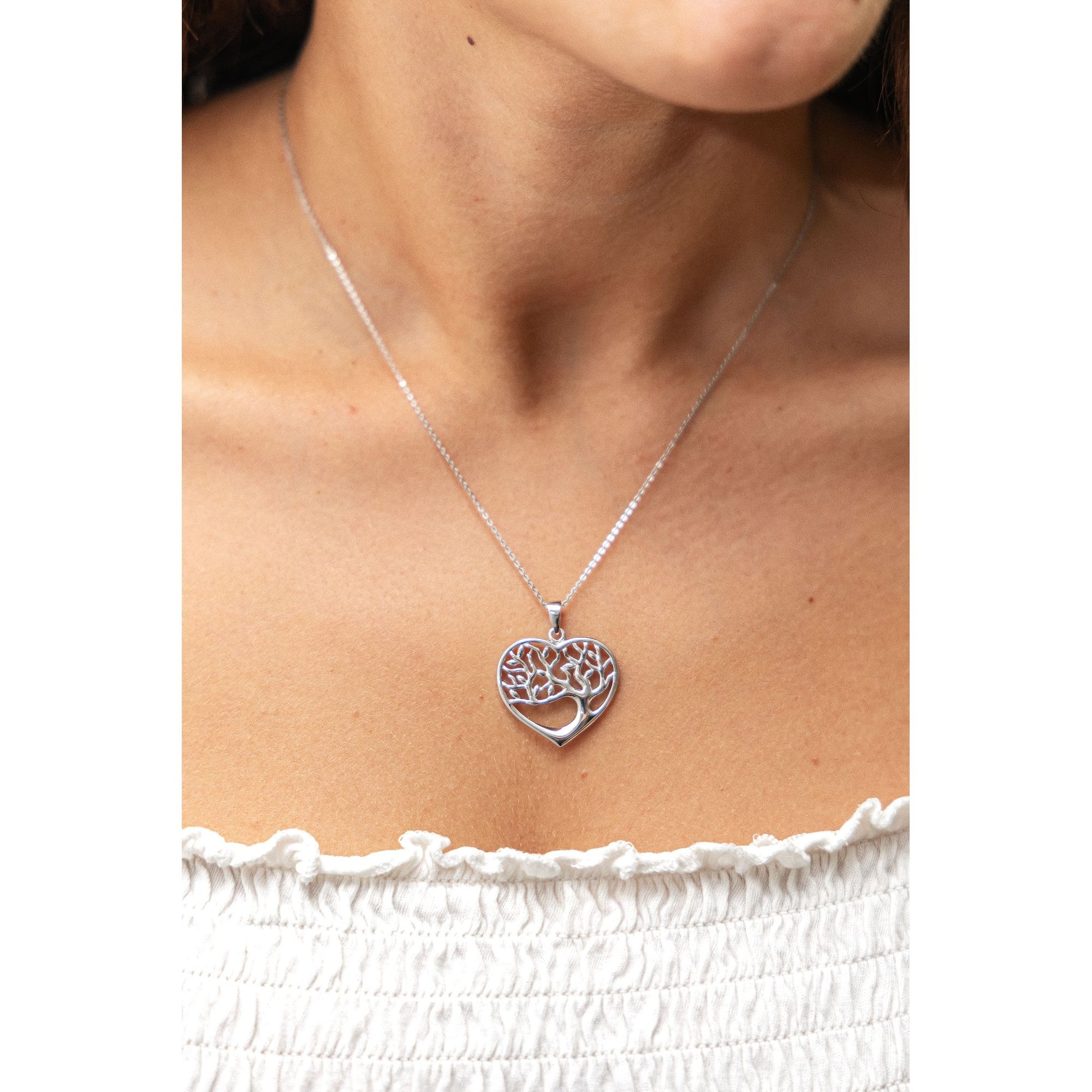 Zeeme Kette mit Anhänger »Silber 925 rhodiniert mit Herz- und Lebensbaum-Motiv«