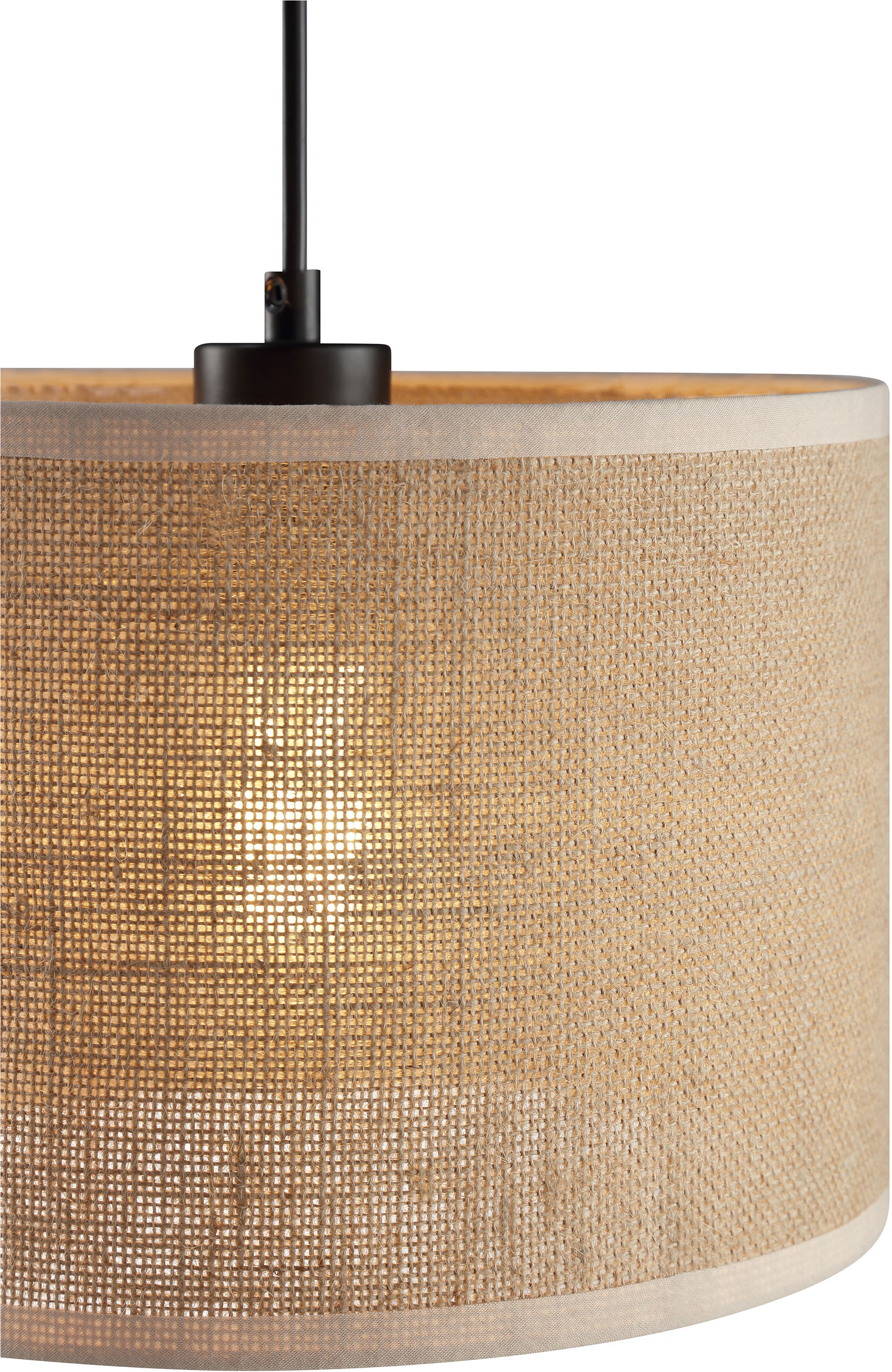 my home Pendelleuchte »Mindelstetten«, 3 flammig, Leuchtmittel E27 | ohne Leuchtmittel, mit Leinenstoffschirm, Höhe 110 cm, Breite 100 cm