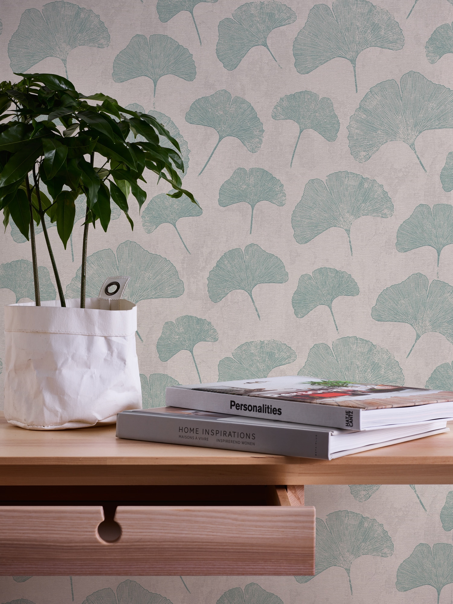 A.S. Création Vliestapete »Ginko Blatt Tapete«, matt-gemustert-neutral, Tapete Floral Blättertapete Tapeten Wohnzimmer Schlafzimmer Küche Flur