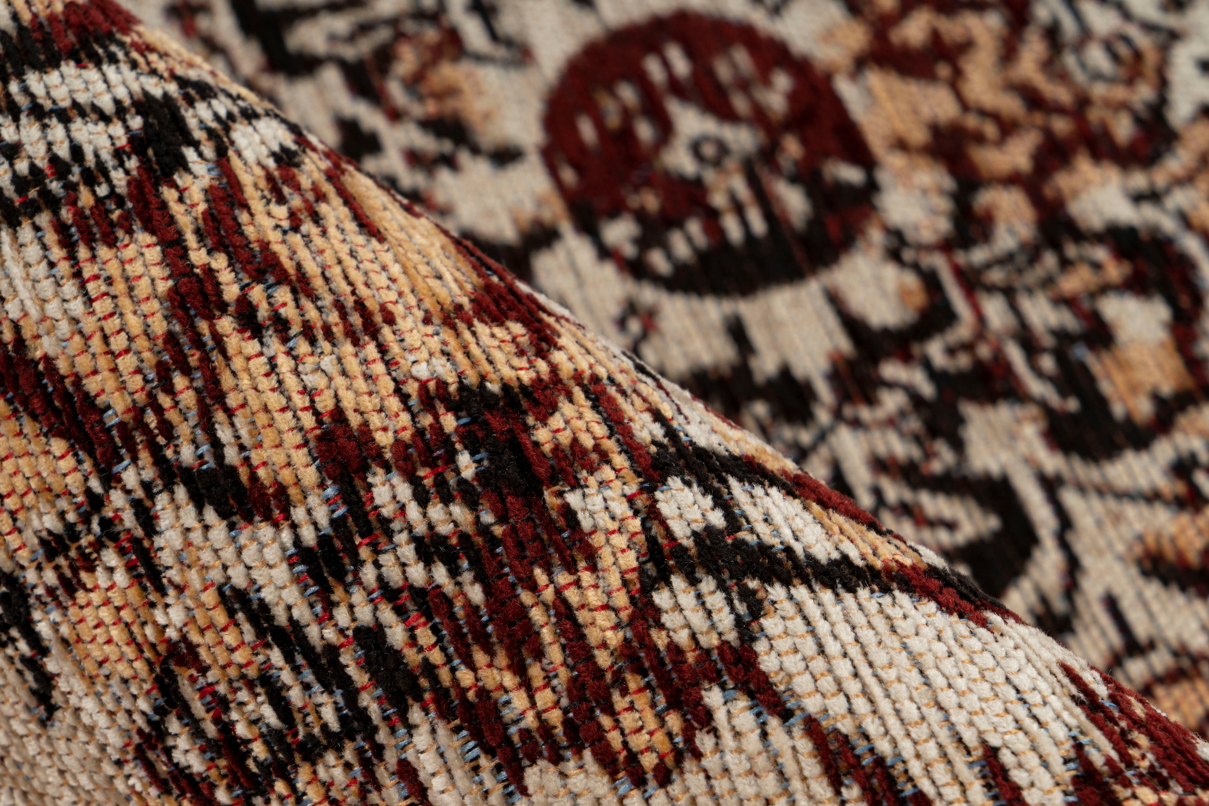 Padiro Teppich »Charme 725«, rechteckig, 5 mm Höhe, Chenille Flachgewebe im Vintage Stil