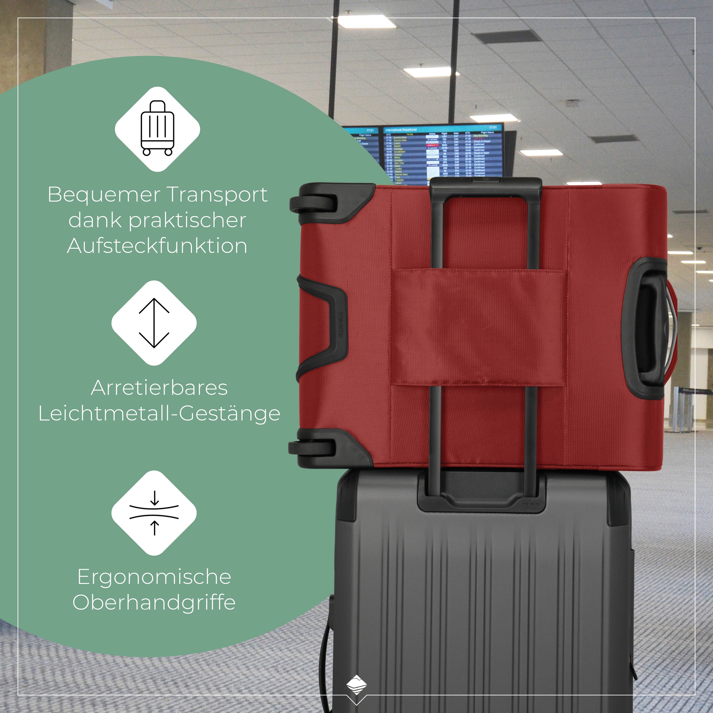 travelite Handgepäck-Trolley »JETPACK Multi 2 Cabin, konzipiert für Condor & Ryanair«, 2 Rollen, Weichgepäck-Koffer Handgepäck für die meisten gängigen Airlines