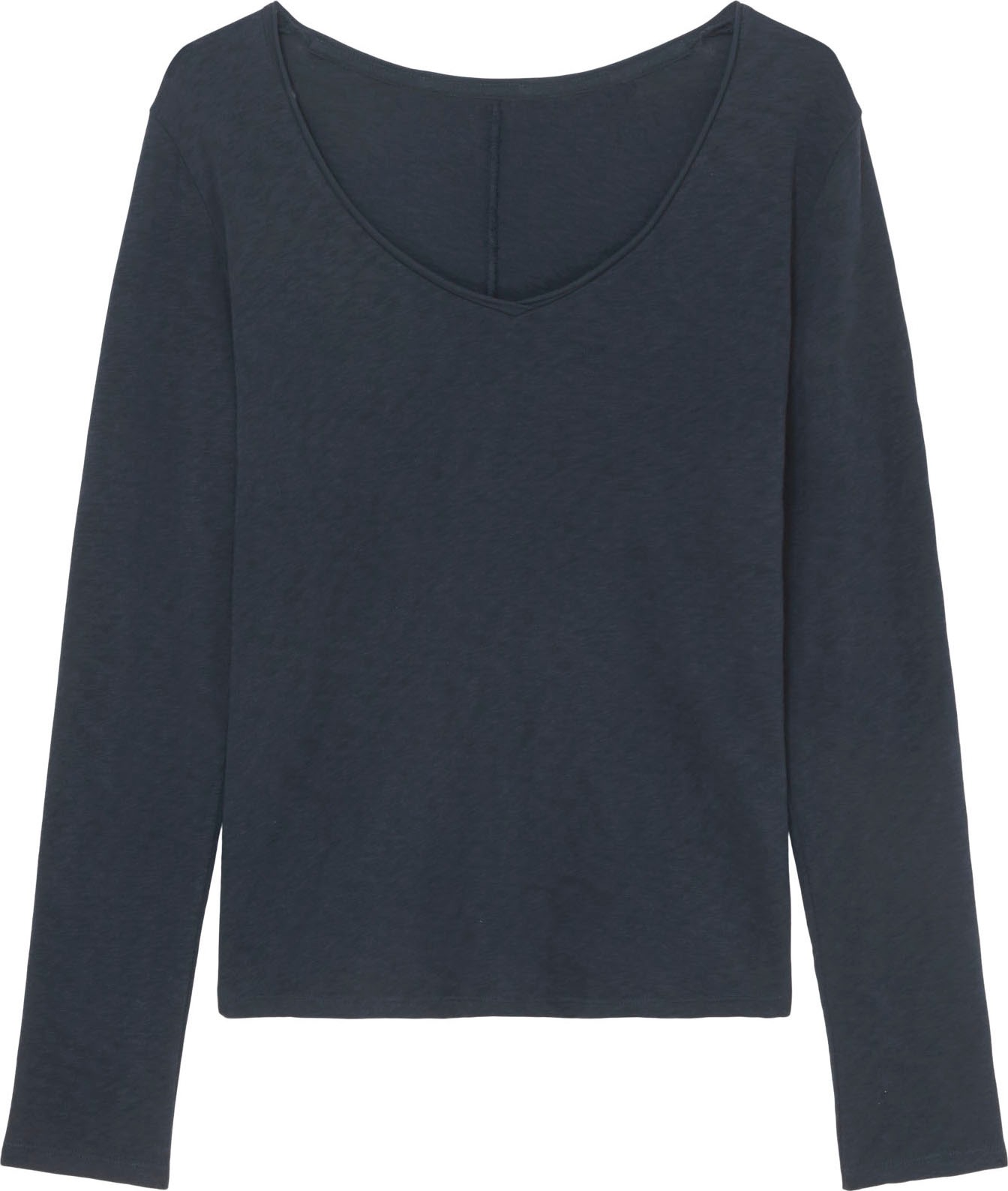 Marc O'Polo DENIM Langarmshirt, mit Rollkante am V-Ausschnitt