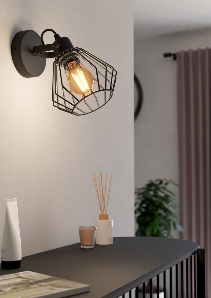EGLO Deckenspot »TABILLANO«, 1 flammig, Leuchtmittel E27 | ohne Leuchtmittel, Deckenlampe, Wandleuchte aus Stahl in Schwarz, Spot mit E27 Fassung