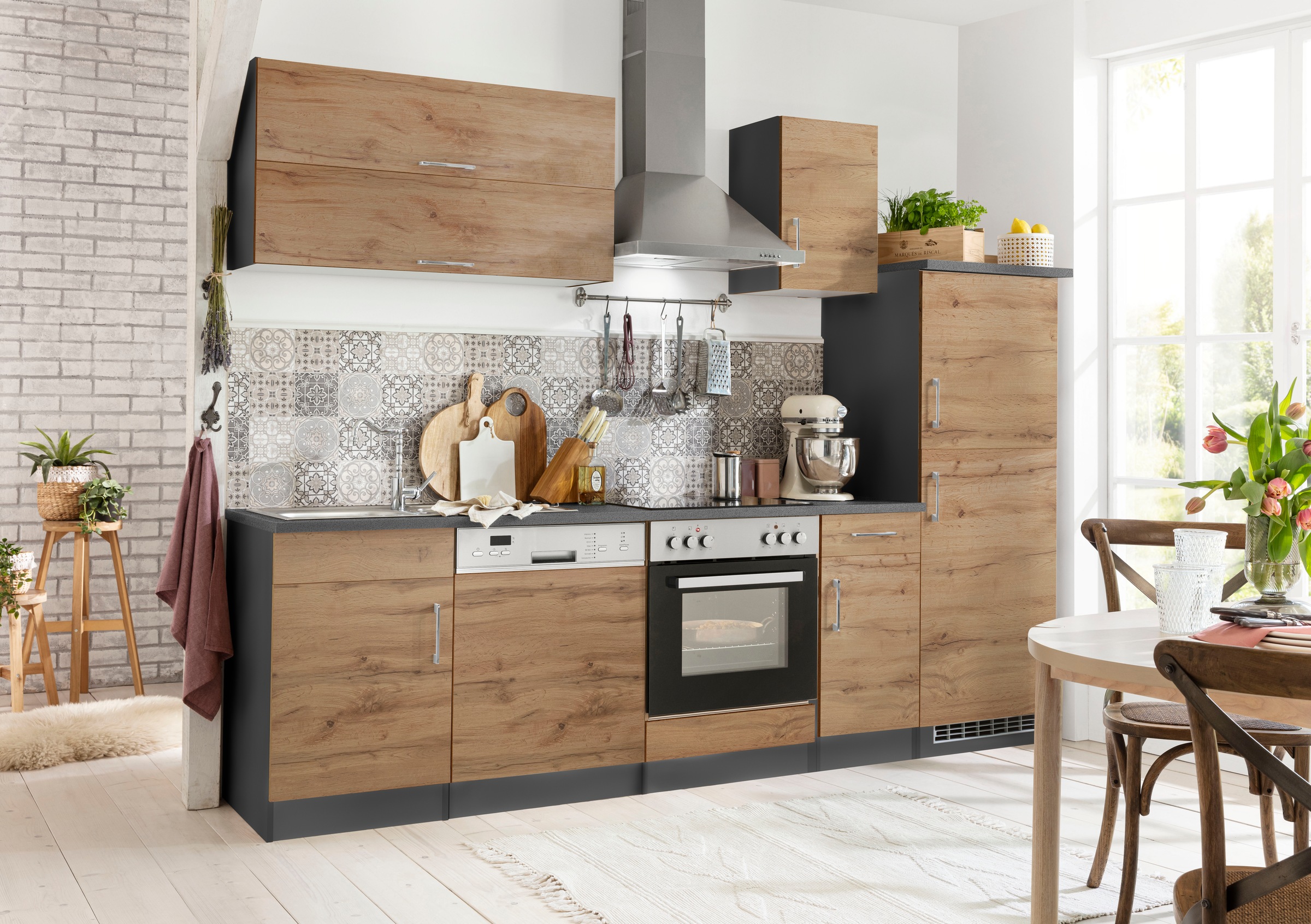 KOCHSTATION Küchenzeile »KS-Colmar«, mit E-Geräten, Breite 270 cm