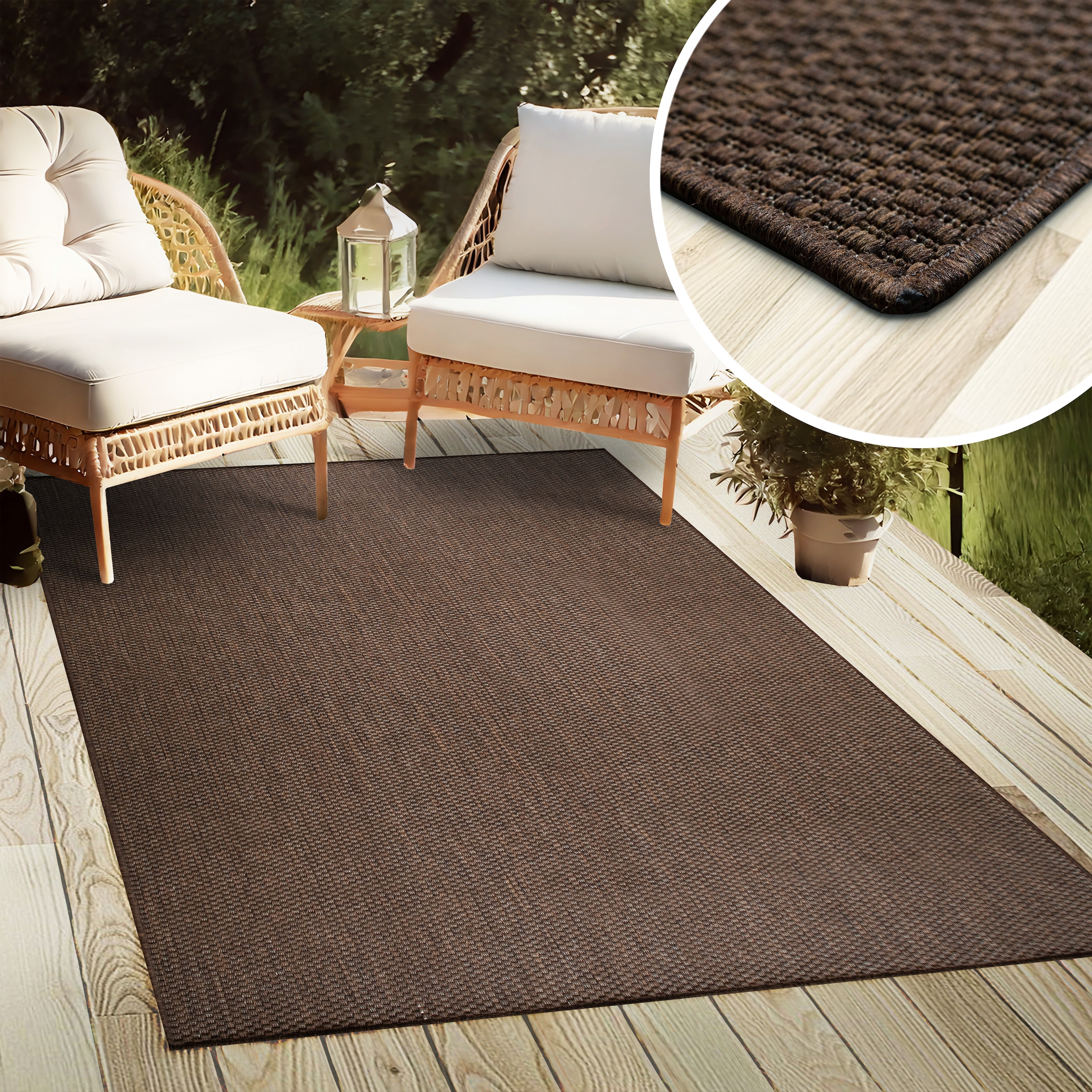 my home Teppich »Venedig auch als Läufer erhältlich«, rechteckig, 4 mm Höhe, In- und Outdoor geeignet, Sisal-Optik, Wetterfest & UV-beständig