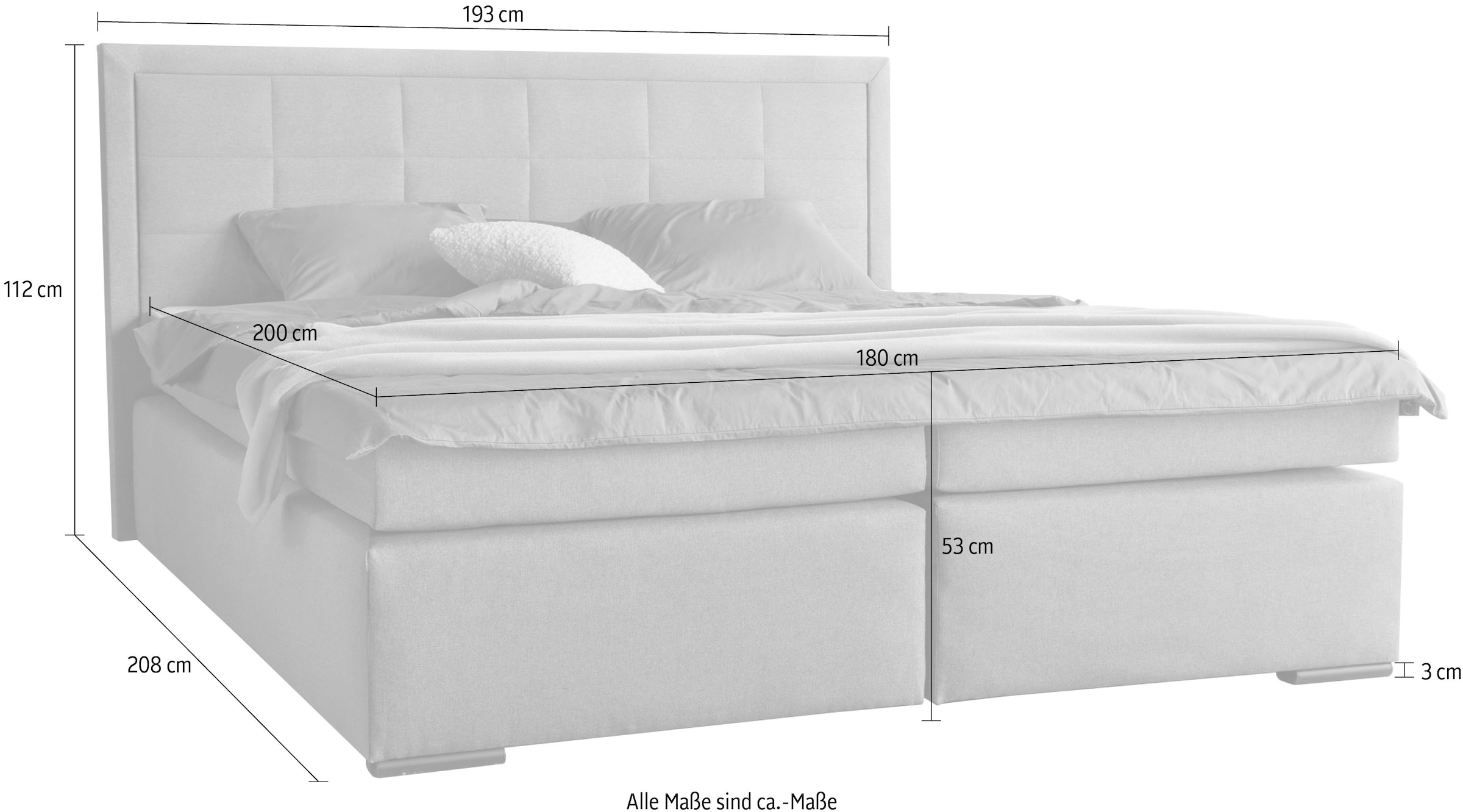COLLECTION AB Boxspringbett »30 Jahre Jubiläums-Modell Athena«, in H2,H3 & H4, wahlweise mit LED-Leiste