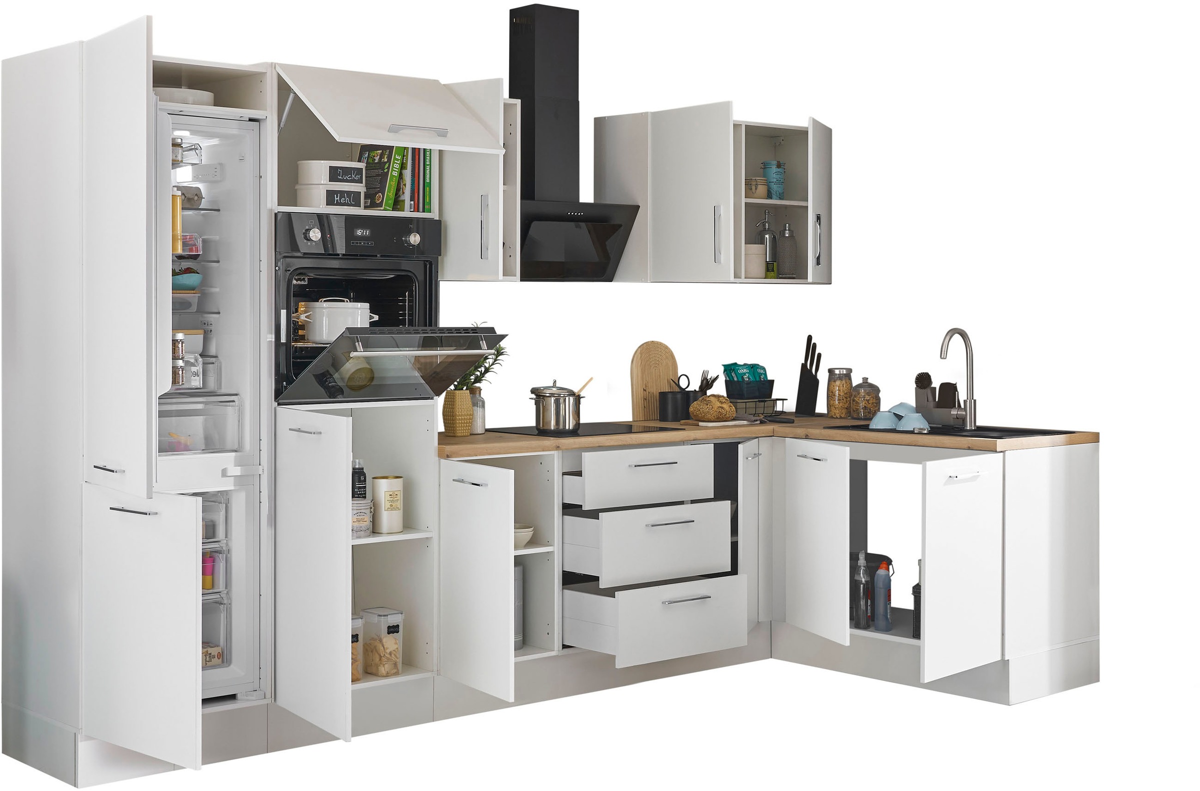BASIC by Balculina Winkelküche »Turin«, Stellbreite 330x175 cm, wahlweise mit E-Geräten
