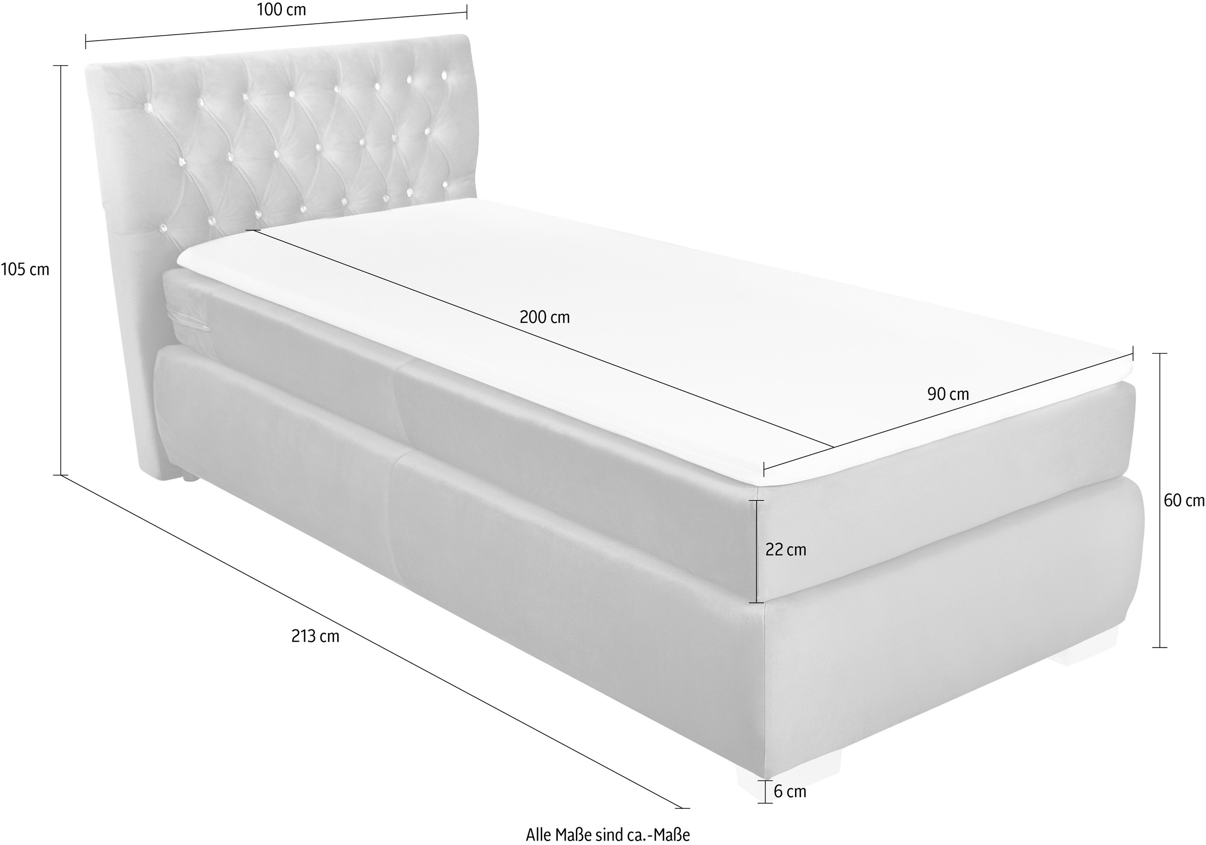 Leonique Boxspringbett »Rumba«, Taschenfederkern-Matratze in Härtegrad 3, in 4 Breiten, incl. Topper