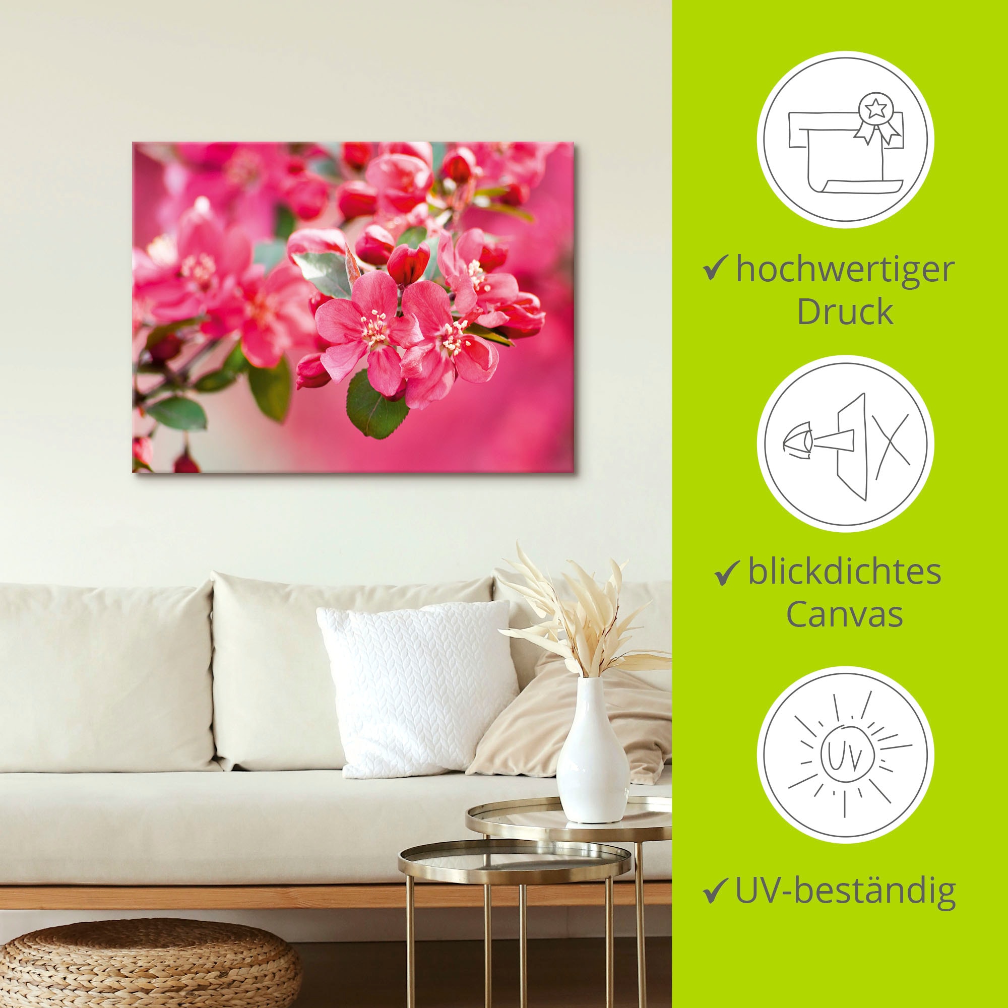 Artland Leinwandbild »Holzapfelblüte 1« Blumen 1 Stk. tlg. auf Keilrahmen gespannt