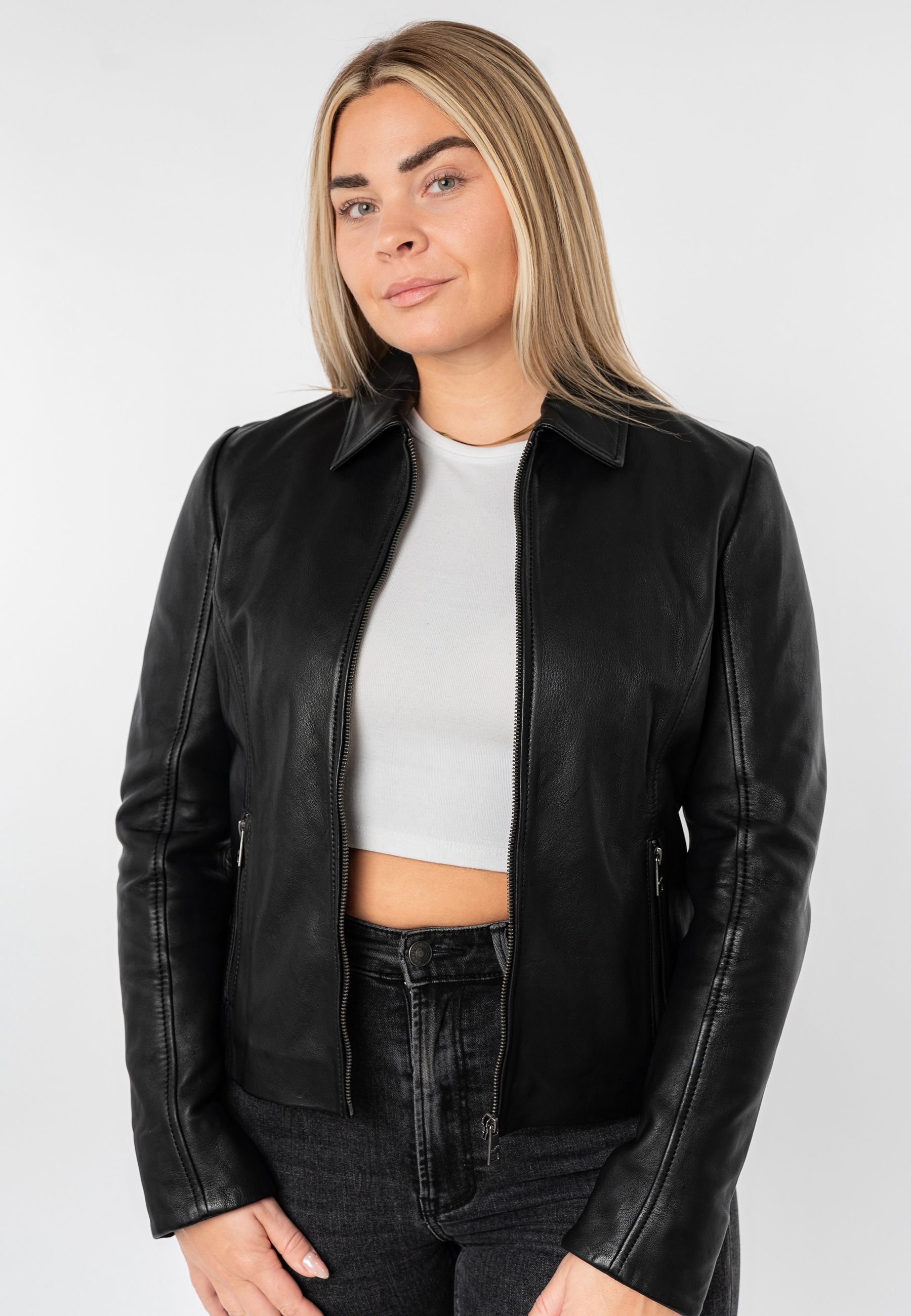 Mauritius Lederjacke »MWLoana« Bikerjacke mit Umlegekragen