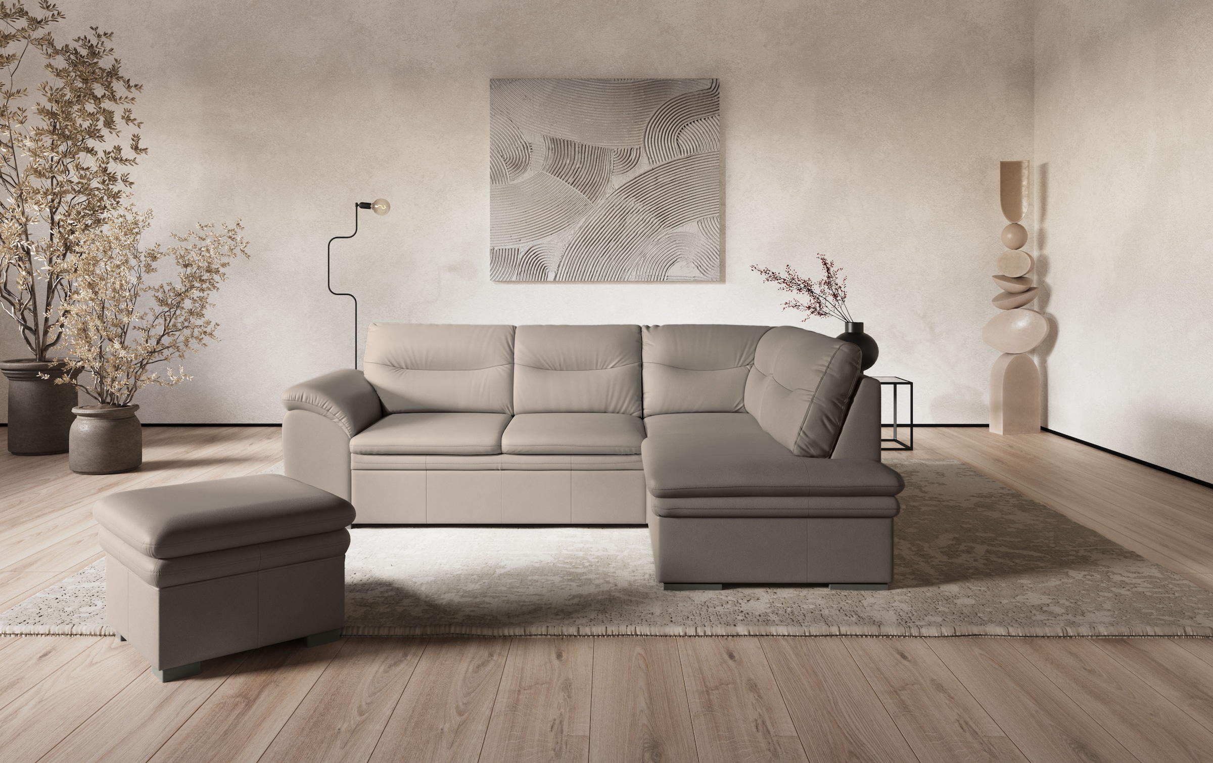 COTTA Ecksofa »Leandra L-Form« wahlweise mit Bettfunktion & Bettkasten günstig online kaufen