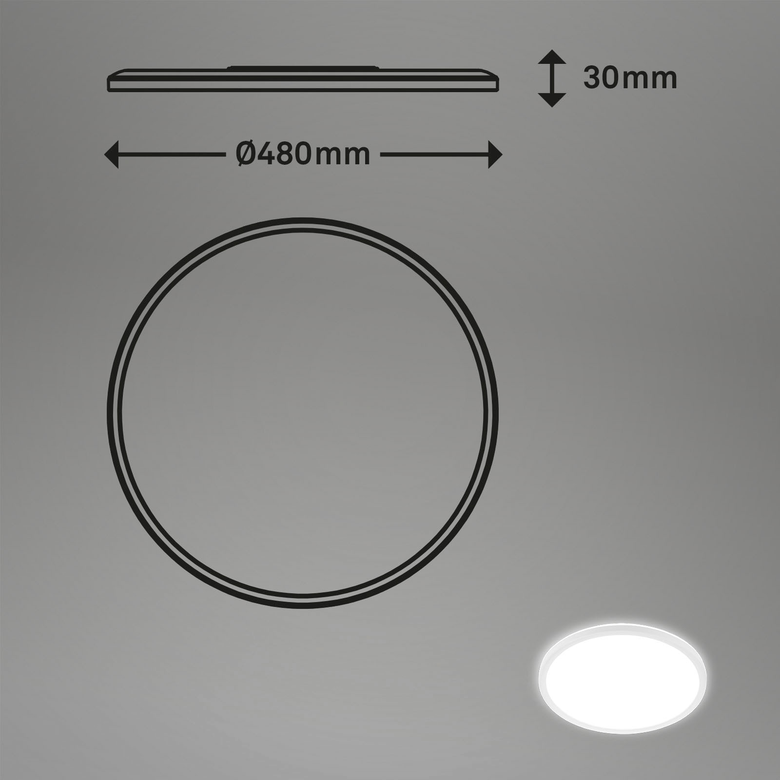 Briloner Leuchten LED Panel »3428016 SLIM«, Leuchtmittel LED-Board | LED fest integriert, ultraflach, mit Backlighteffekt, weiß, 48 cm