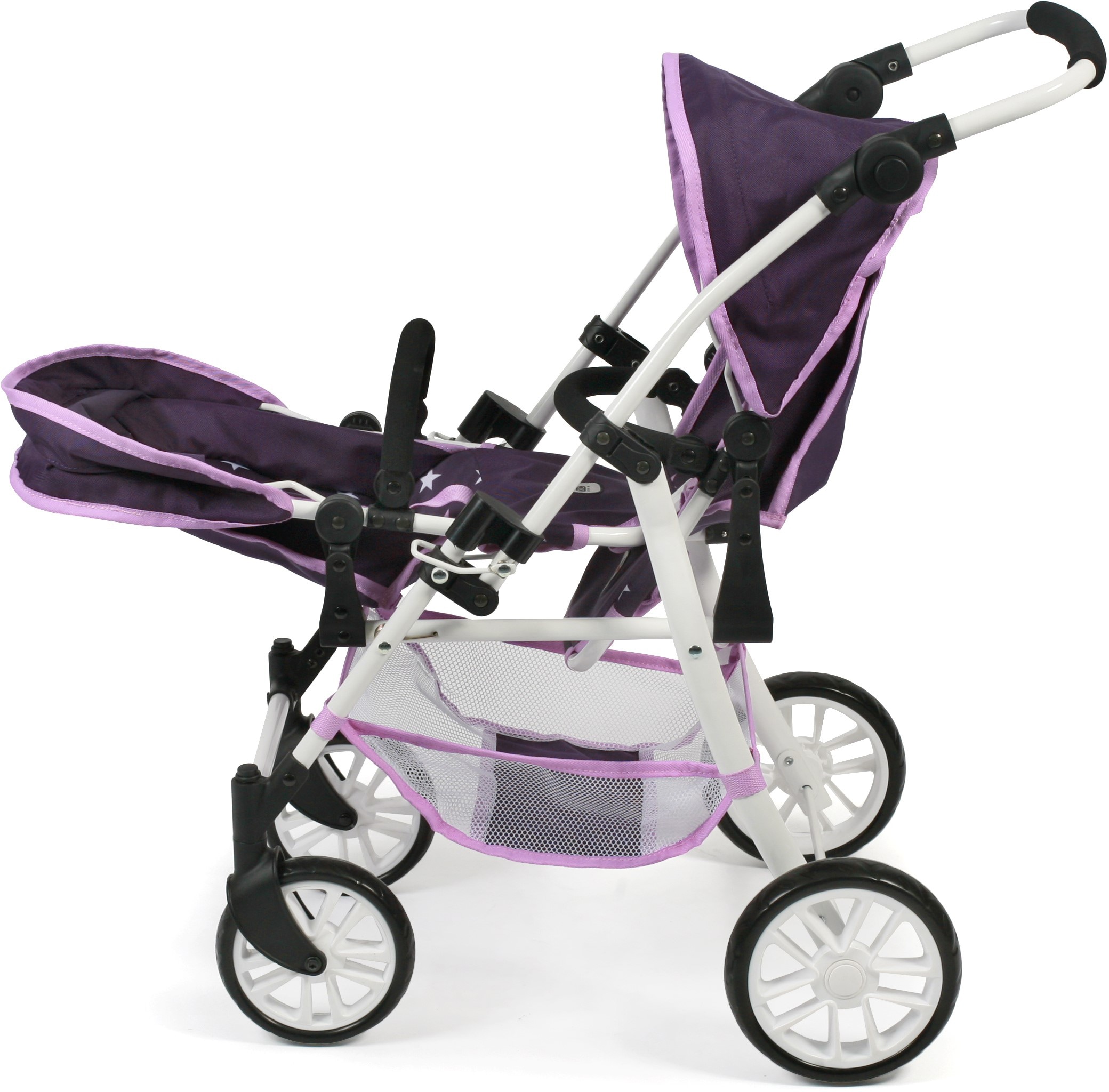 CHIC2000 Puppen-Zwillingsbuggy »Twinny, Stars Lila«, mit schwenkbaren Vorderrädern