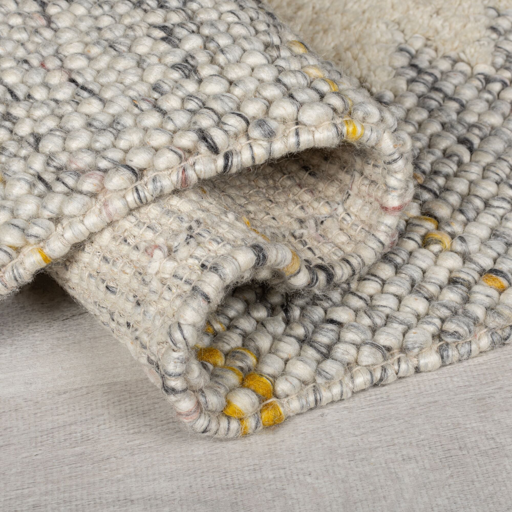 FLAIR RUGS Teppich »Minerals Border«, rechteckig, 3 mm Höhe, Mineralien-Wollteppich mit Bordüre