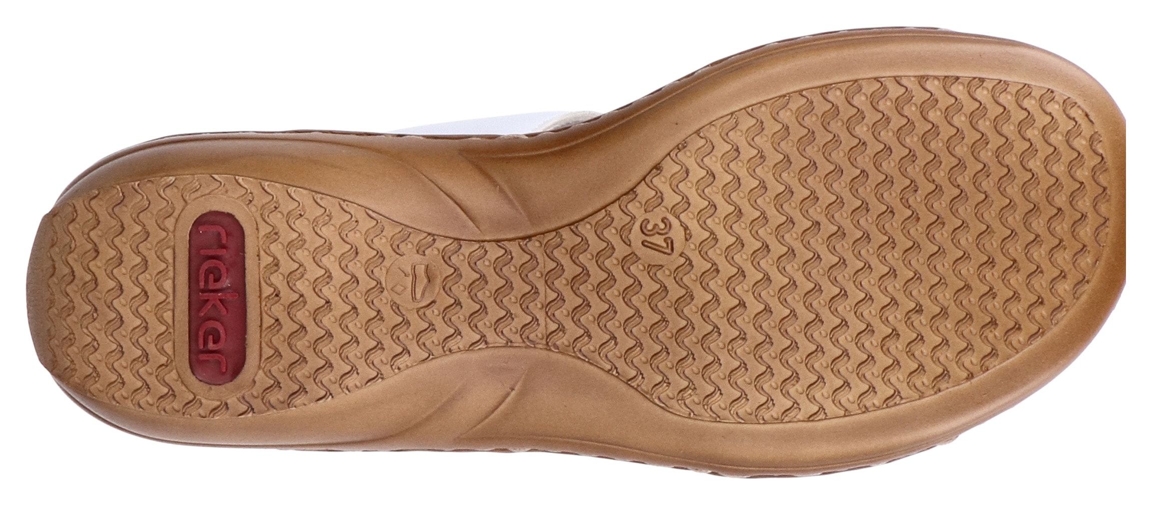 Rieker Pantolette, Keilabsatz, Sommerschuh, Schlappen mit großer Zierschnalle