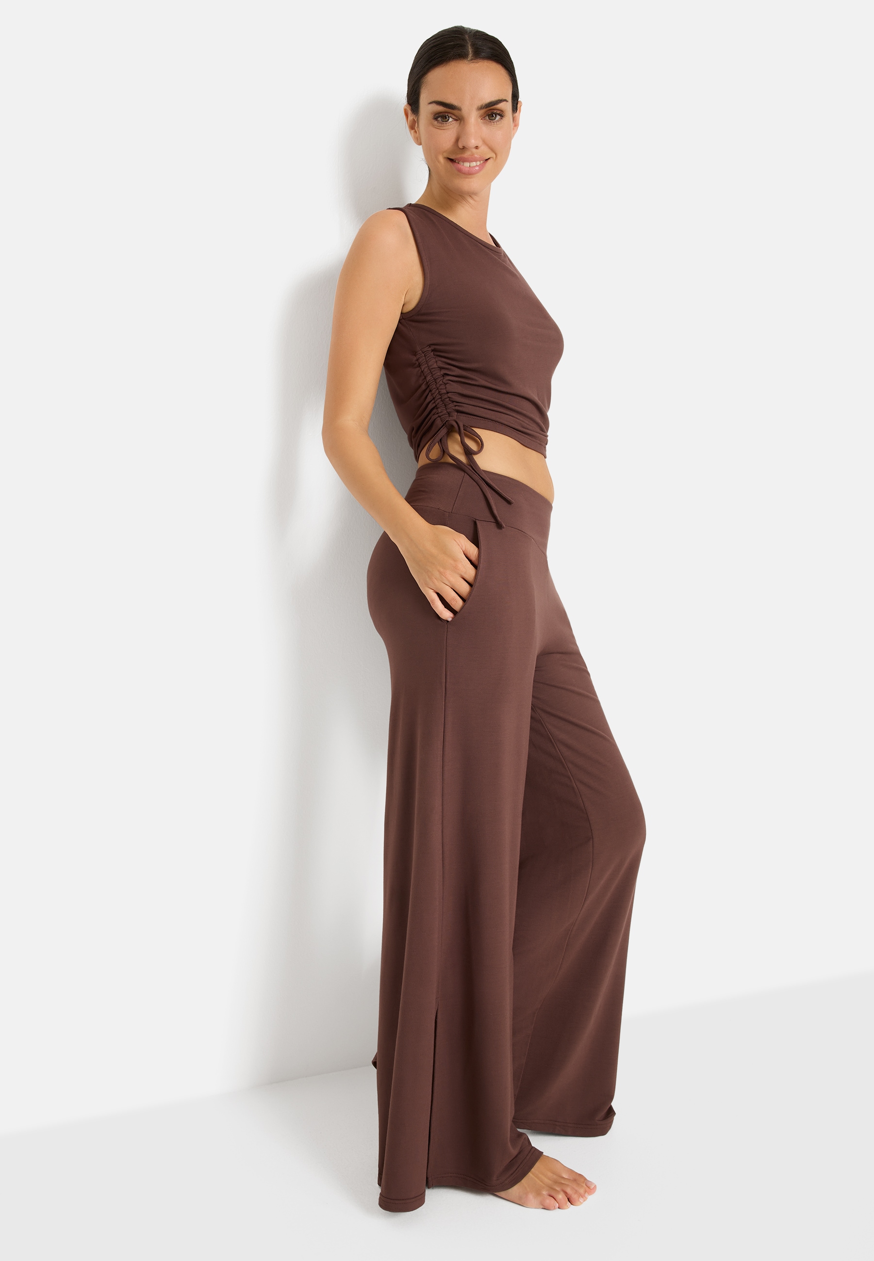 LSCN by LASCANA Rundhalsshirt seitlich zum binden