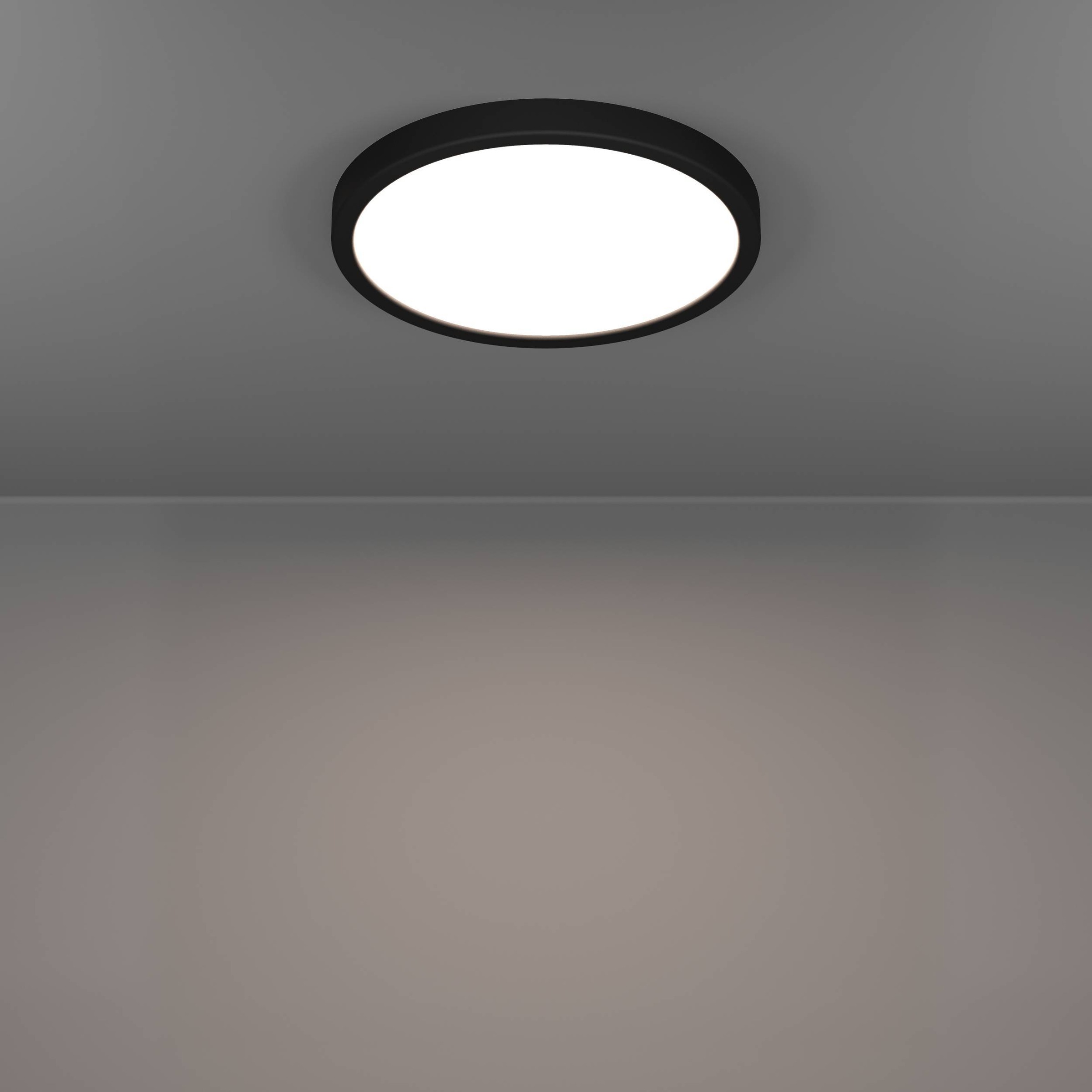 EGLO Aufbauleuchte »Fueva 6-Z Deckenlampe, ZigBee, App und Sprachsteuerung, Badlampe, IP44« LED-Modul 1 Stk. Kaltweiß | RGB Aufbauleuchte - H2,5 x Ø27,8 cm - schwarz - 14,3W inkl.