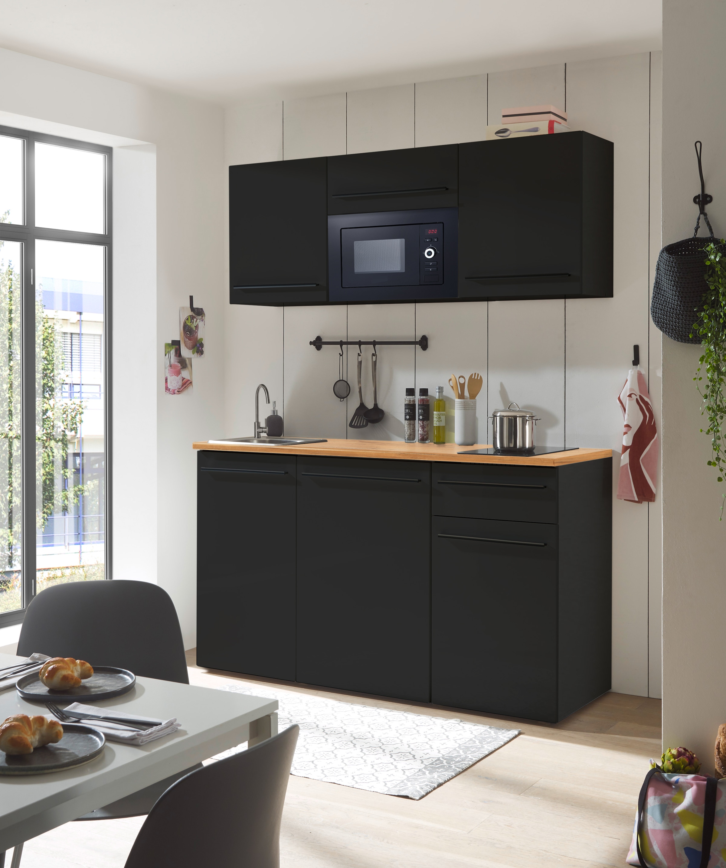 BASIC by Balculina Küchenzeile »Jazz Singleküche«, Breite 160 cm, mit und ohne Geräte lieferbar