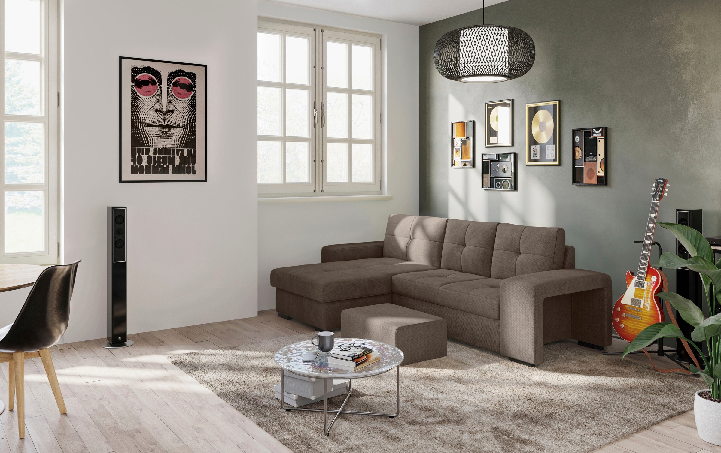 COTTA Ecksofa »Mattina L-Form«, mit Hocker, wahlweise mit Bettfunktion & Bettkasten