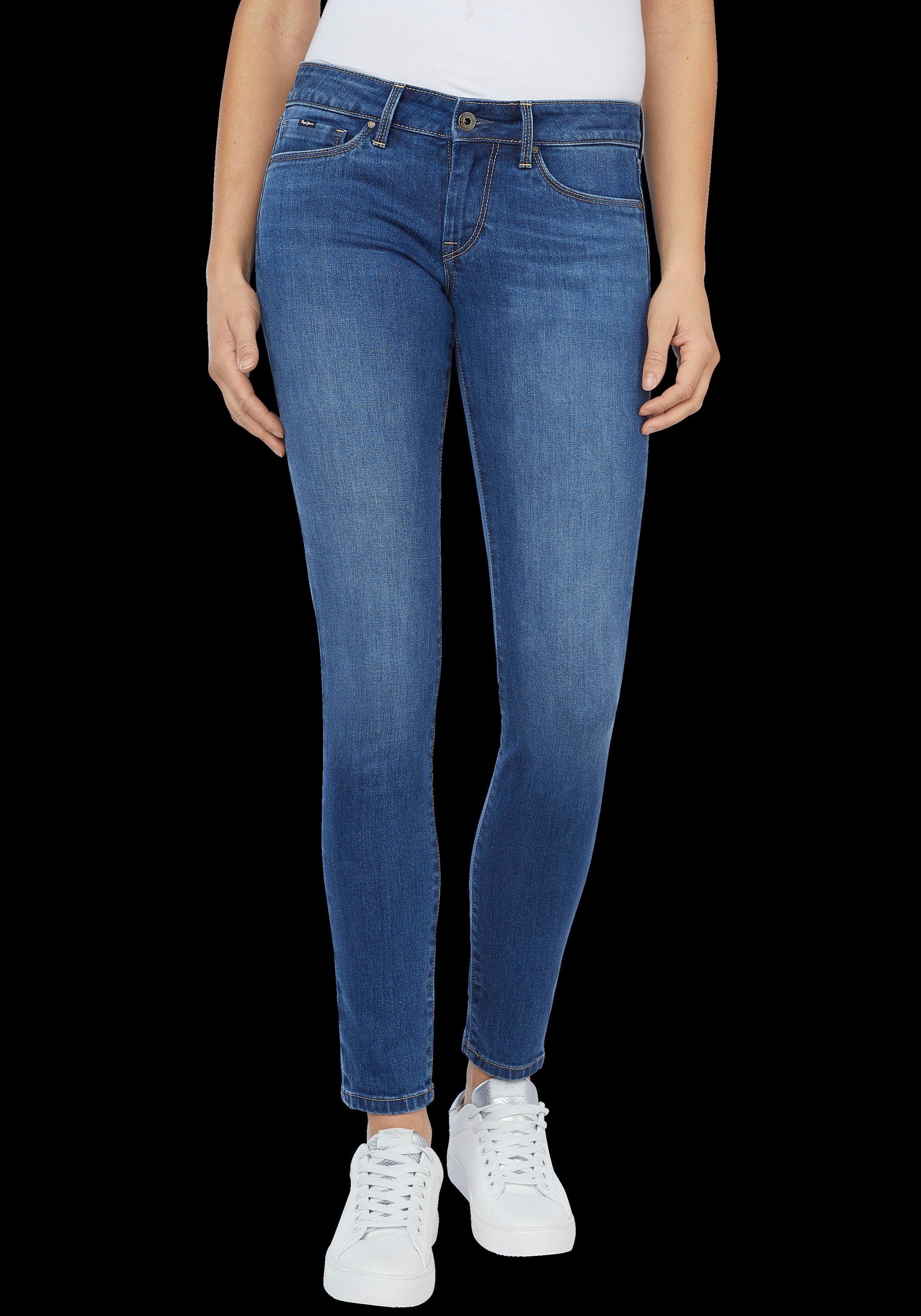 im Pepe Skinny-fit-Jeans kaufen und »SOHO«, 1-Knopf Stretch-Anteil 5-Pocket-Stil Bund bequem Jeans mit