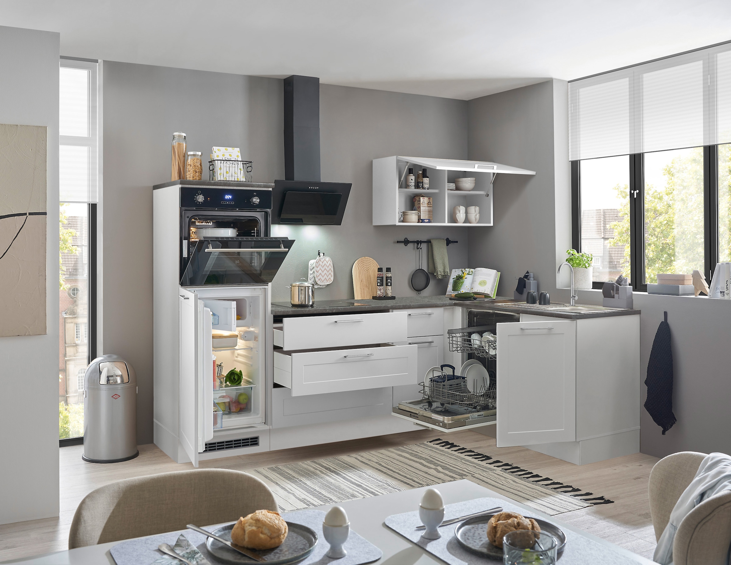 BASIC by Balculina Winkelküche »Marsi«, Stellmaße 260x175 cm, wahlweise E-Geräten, mit Soft-Close-Funktion