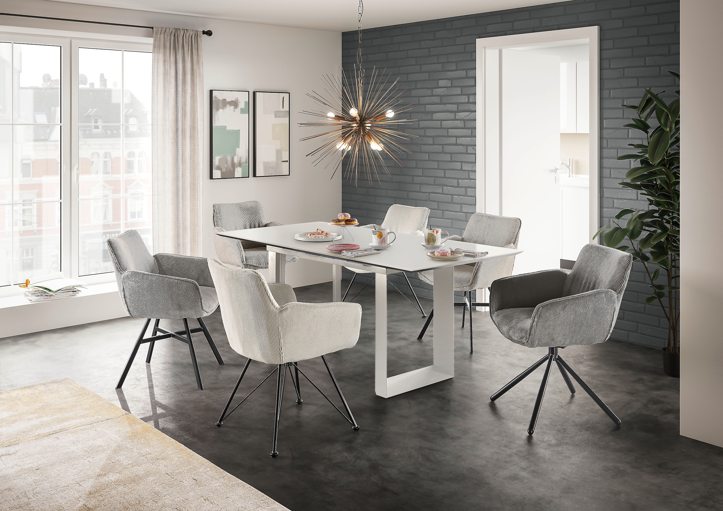 set one by Musterring Esstisch »New Atlanta« Platte rechteckig mit schweizer Kante, ausziehbar, Gestell in U-Form