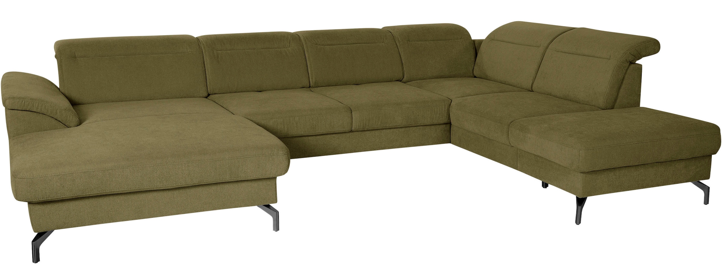 sit&more Wohnlandschaft »Percy U-Form«, 15 cm Fußhöhe, Sitztiefenverstellung, wahlweise in 2 Fußfarben