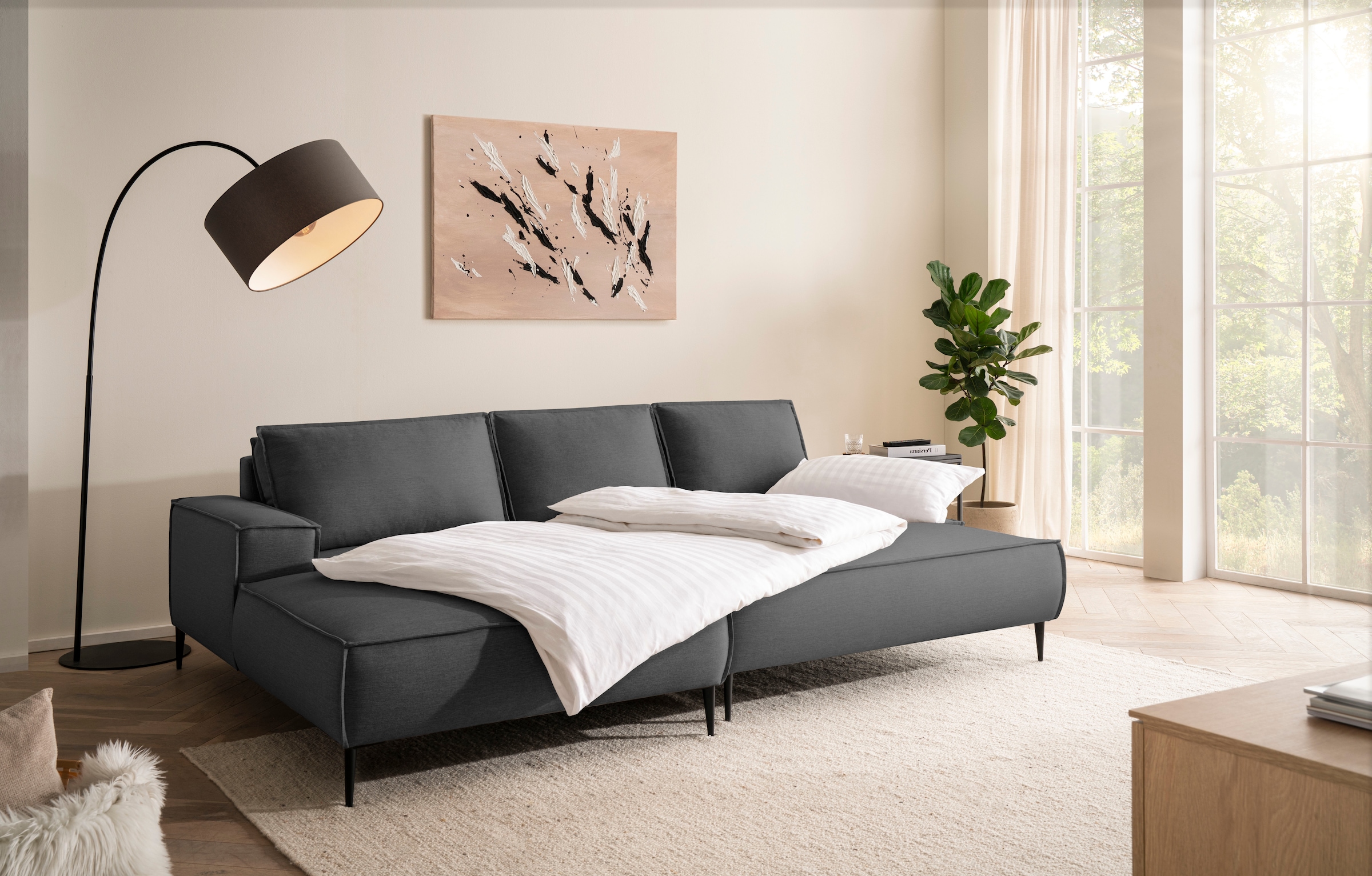 andas Sitzgruppe »TVINNU, Polsterecke L-Form, Schlaffunktion, mit Hocker«, (Set, 2 tlg.), stellbar zum Schlafsofa (Krokodilverbinder)