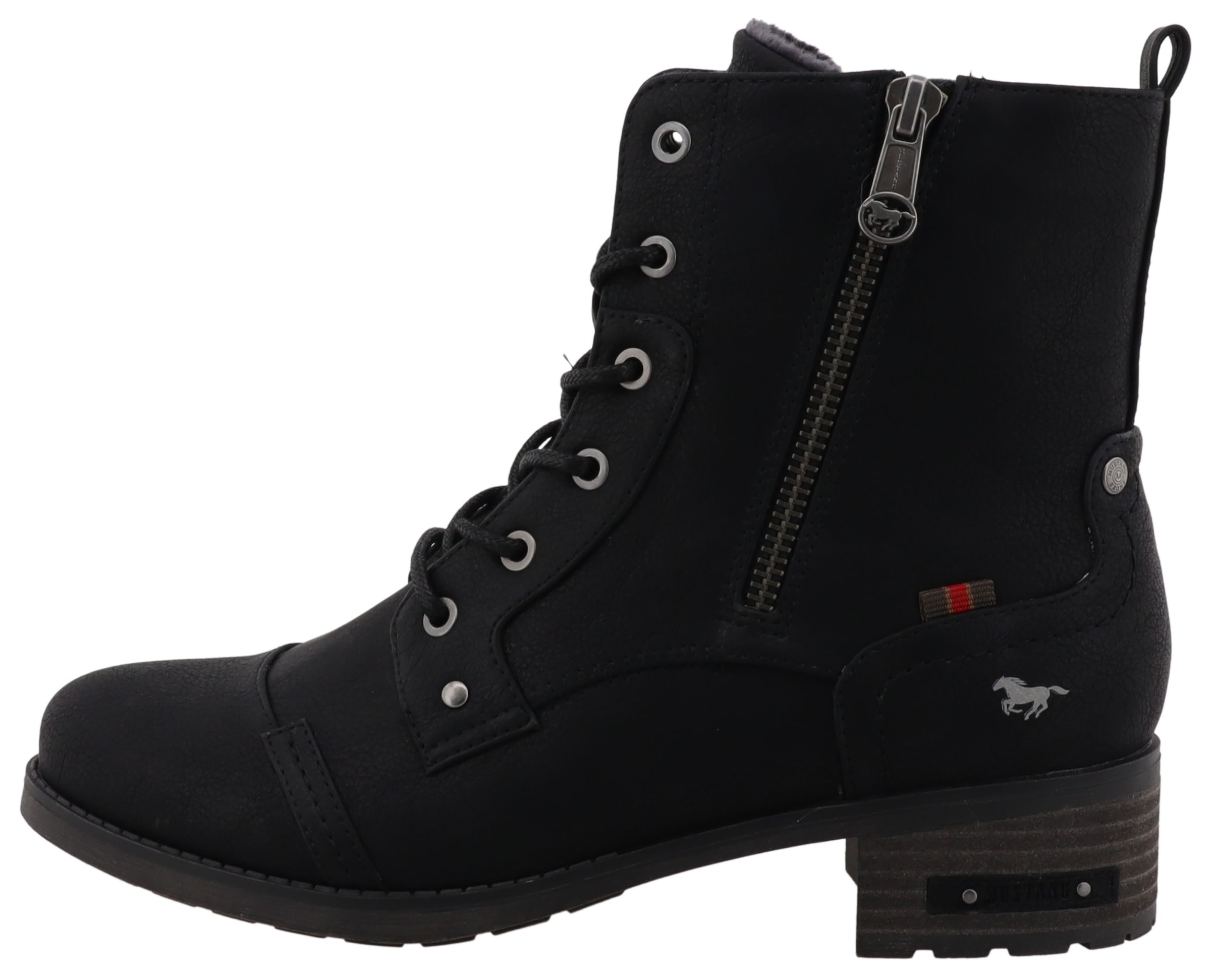 Mustang Shoes Winterstiefelette »Fabienne«, Schnürstiefelette mit Blockabsatz