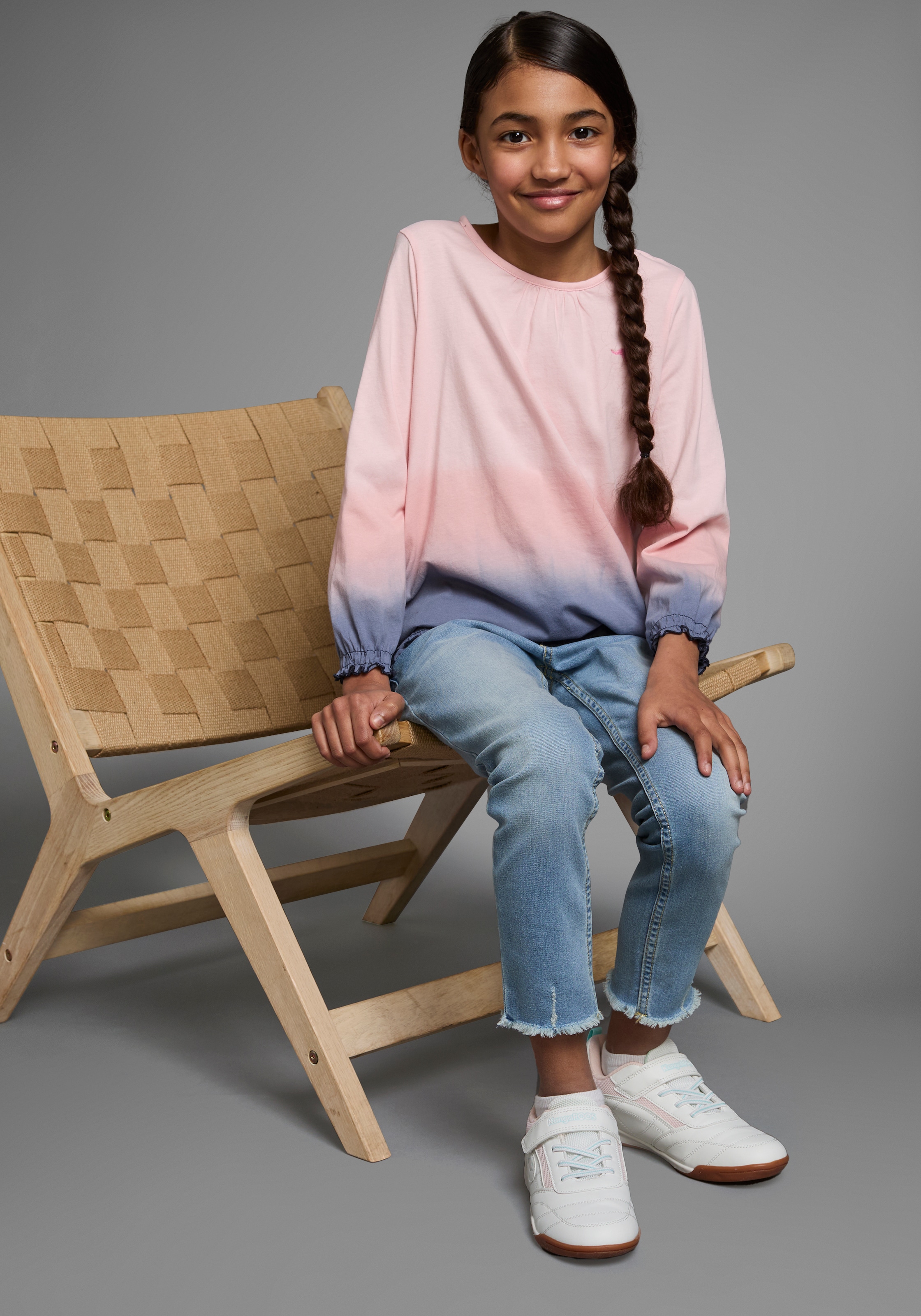 KangaROOS 3/4-Arm-Shirt »Shirt in Batik-Look« 3/4-Arm,  hüftlange Passform,  Batikmuster,  Rundhalsausschnitt