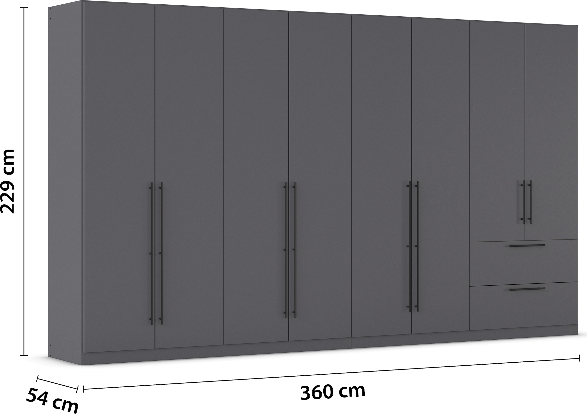 rauch Kleiderschrank »Drehtürenschrank Schrank Garderobe Wäscheschrank Schlafzimmer AVOLA«, (in 3 verschiedenen Ausstattungen BASIC/CLASSIC/PREMIUM), mit hochwertigen Stangengriffen aus Metall in Schwarz MADE IN GERMANY