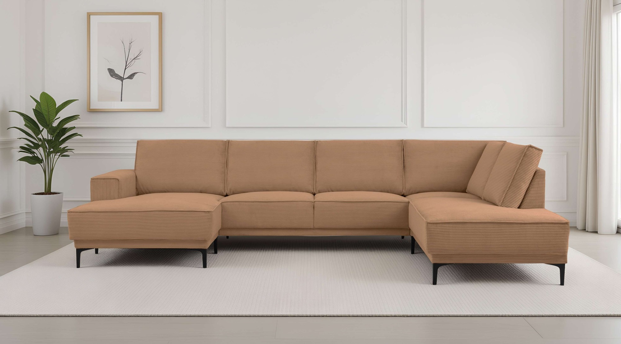 PLACES OF STYLE Wohnlandschaft »XXL Sofa Oland, Struktur, Flachgewebe, Luxu günstig online kaufen