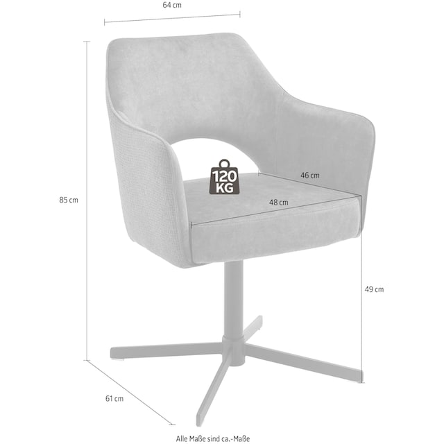 MCA furniture Esszimmerstuhl »Valetta«, (Set), 2 St., Stoffbezug, 360° drehbar  mit Nivellierung, belastbar bis 120 Kg auf Rechnung bestellen