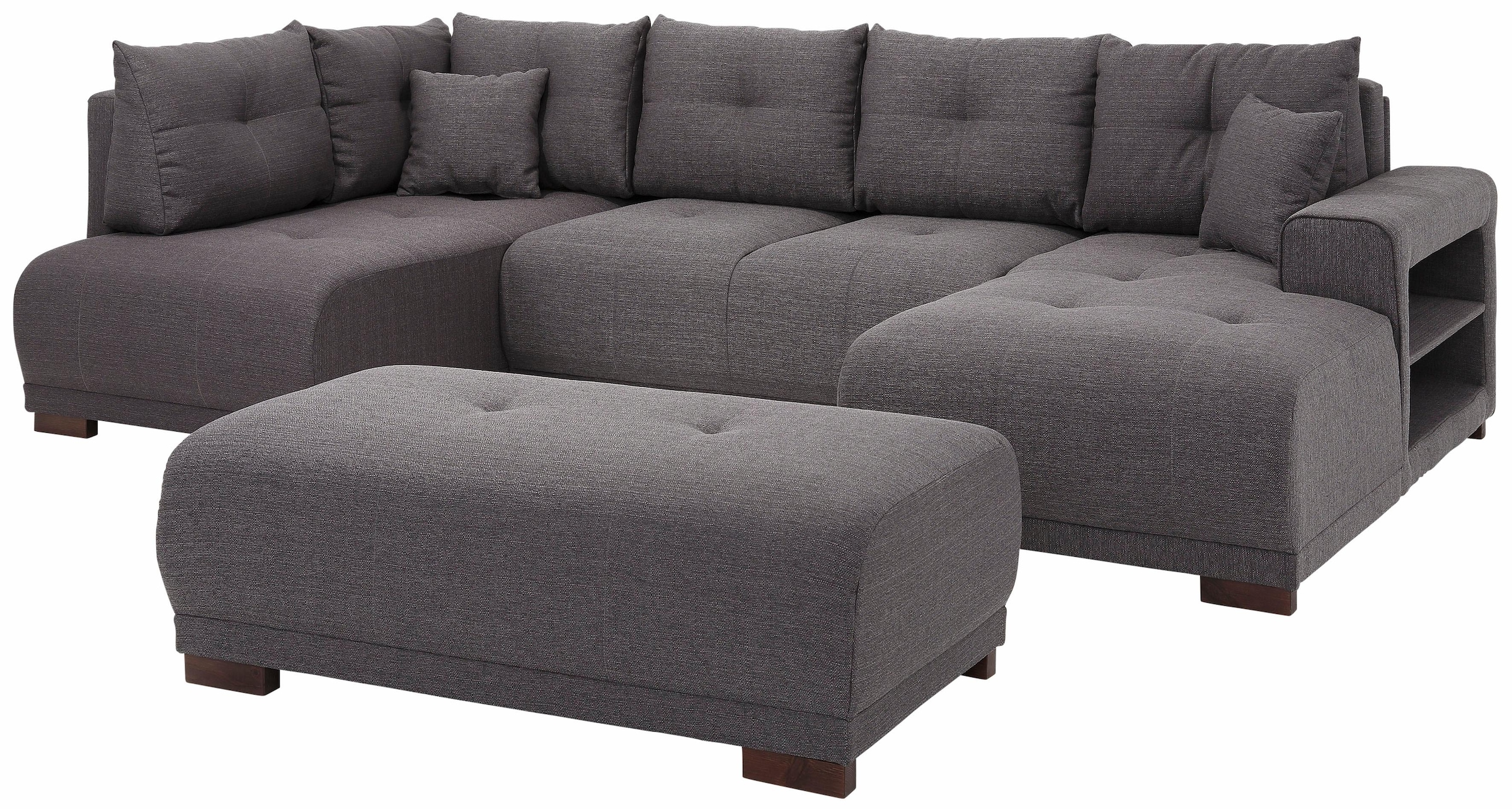 Home affaire Wohnlandschaft »Viborg U-Form«, mit Regal in der Armlehne, wahlweise mit Bettfunktion