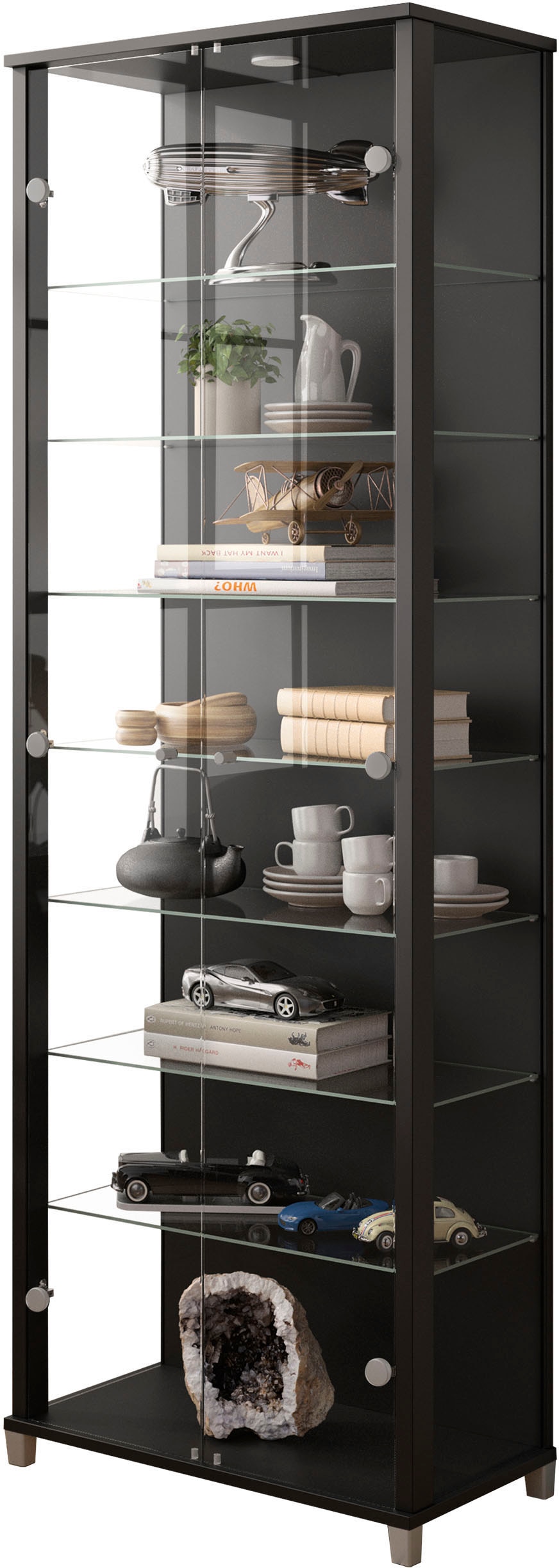 fif möbel Vitrine »Optima«, Standvitrine, Glastüren, 7 Böden, LED, vielseitig, perfekt für Sammler