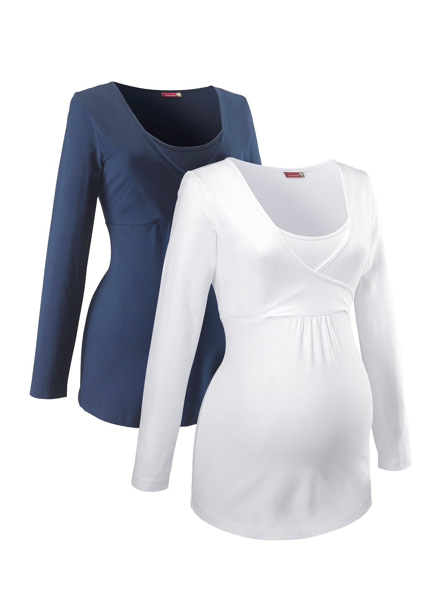 Neun Monate Umstandsshirt »2er Pack Shirts für Schwangerschaft und Stillzeit« Packung, 2, 2 Stk. Langarm,  Basic-Schnitt,  unifarben,  V-Ausschnitt,  aus Jerseystoff