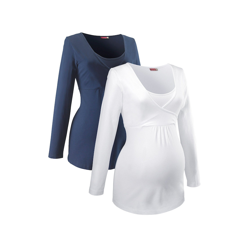 NEUN MONATE Umstandsshirt »2er Pack Shirts für Schwangerschaft und Stillzeit« Packung, 2, 2 Stk. tlg. Langarm, Basic-Schnitt, unifarben,...