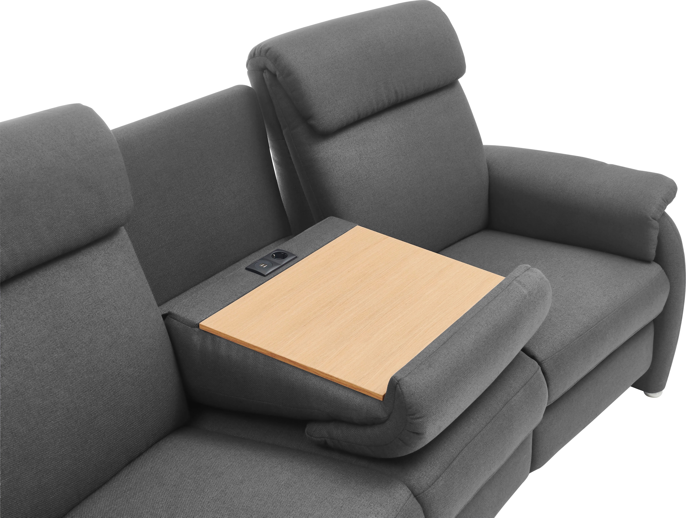 Home affaire 3-Sitzer »Turin mit Steckdose und USB-Port auch in Easy care-Bezug«, 2 x vollmotorische Relaxfunktion, herunterklappbarer Tisch