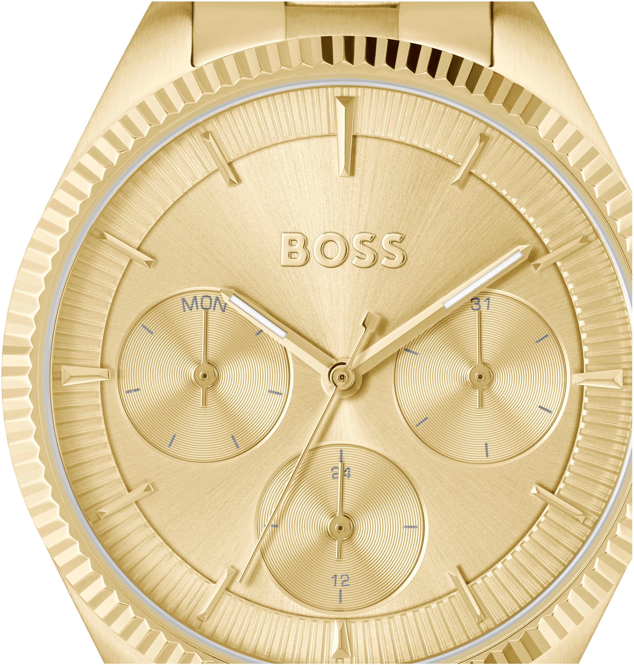 BOSS Multifunktionsuhr »SAGE SPORT«, Quarzuhr, Armbanduhr, Damenuhr, Edelstahlarmband, analog