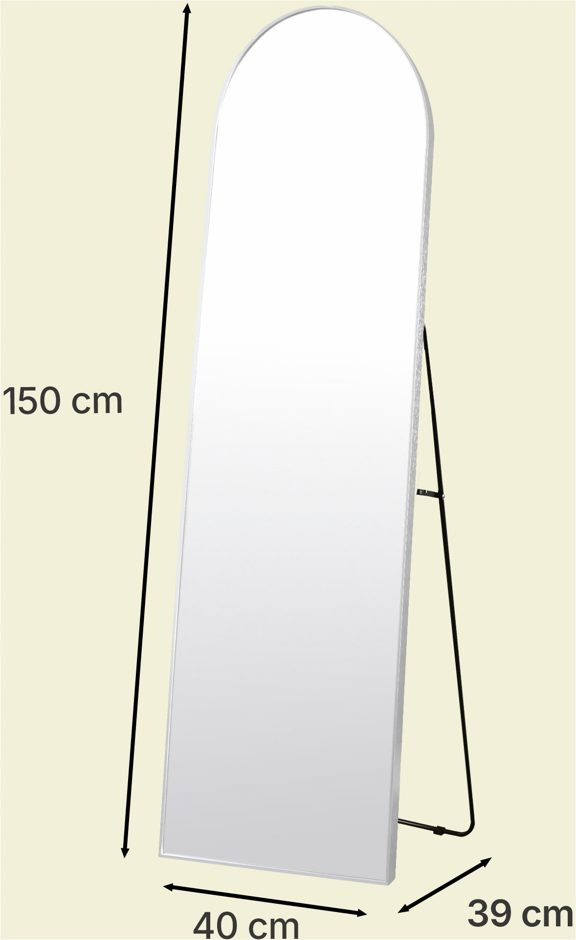 OTTO home Spiegel »Standspiegel Addrik, wahlweise in 2 Größen 150x40cm oder 180x60cm« Ganzkörperspiegel mit Sicherheitsglas, in verschiedenen Farben