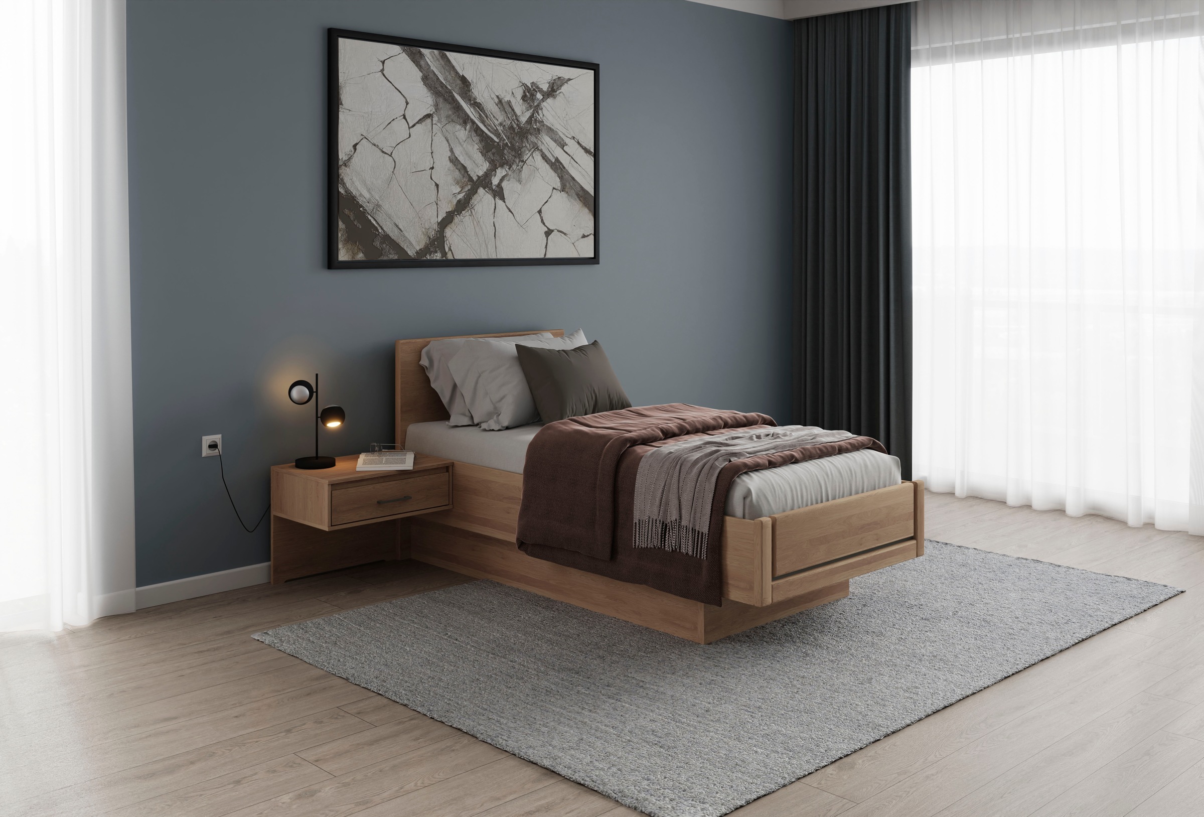 Musterring Holzbett »Sorrent, Bettgestell, Bettrahmen, teilmassiv Eiche«, (MADE IN GERMANY), Eiche teilmassiv, Liegehöhenverstellung, Stollenfußteil