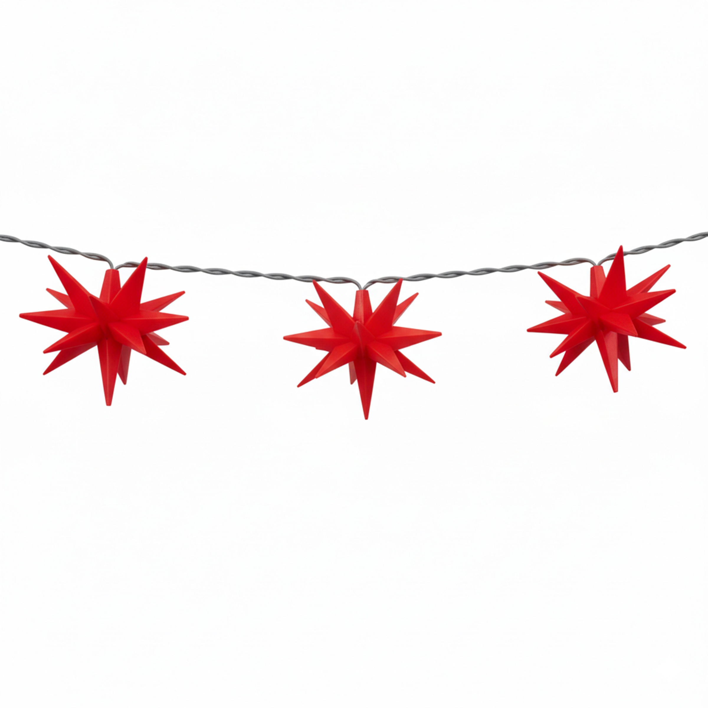 OTTO home LED-Lichterkette »10er 3D-Sterne, Timer, Länge 4,5m, Rot, Weiß oder Gelb, Indoor Outdoor« 10 Stk.-flammig mit Zeitschaltuhr, 4,5 m beleuchtet & 3 m Zuleitung, innen, außen