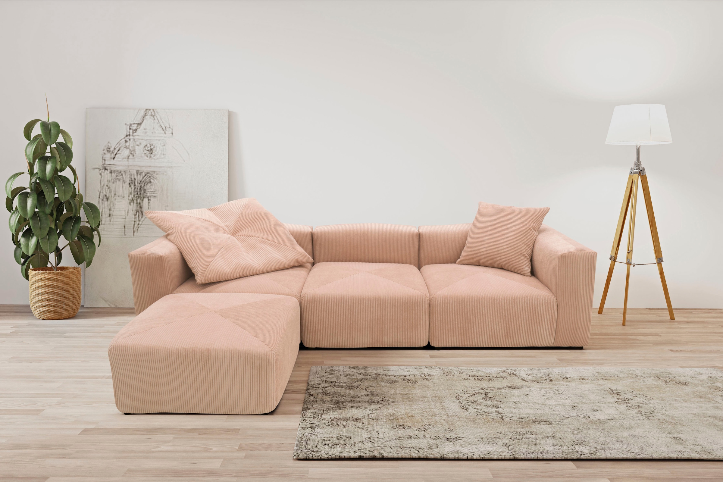 Home affaire Ecksofa »Gerrid L-Form« Cord-Bezug, Modulsofa, bestehend aus E günstig online kaufen